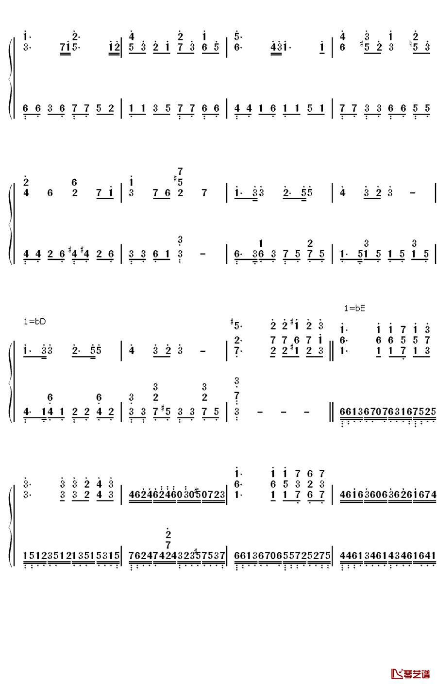 空は高く风は歌う钢琴简谱-数字双手-春奈るな2