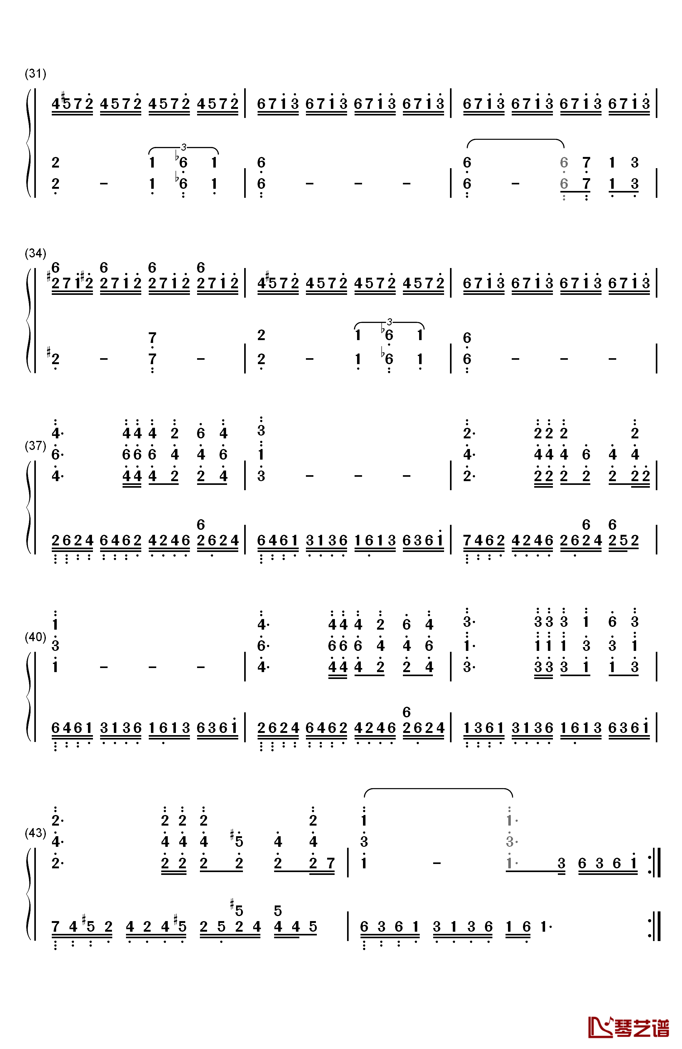 Farewell Hyrule King钢琴简谱-数字双手-永田権太3