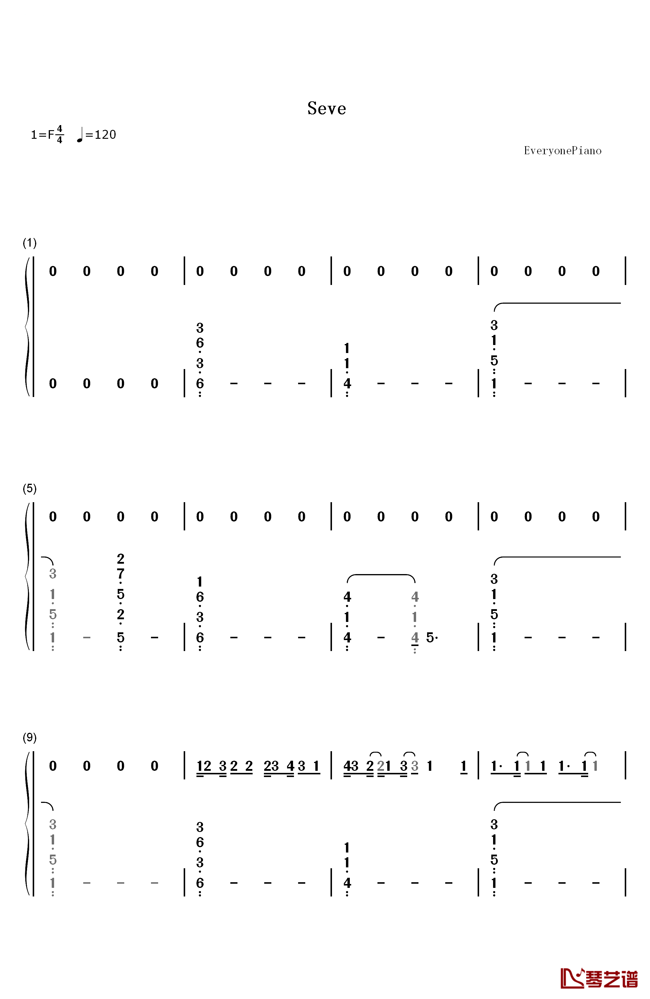 Seve钢琴简谱-数字双手-Tez Cadey1