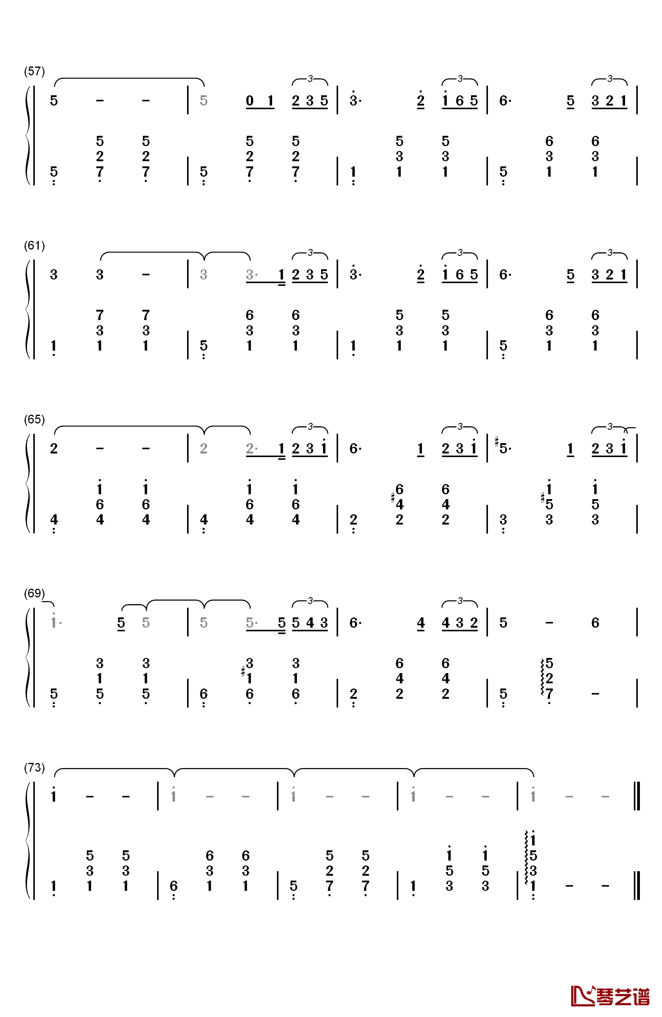 偶遇钢琴简谱-数字双手-王菲4