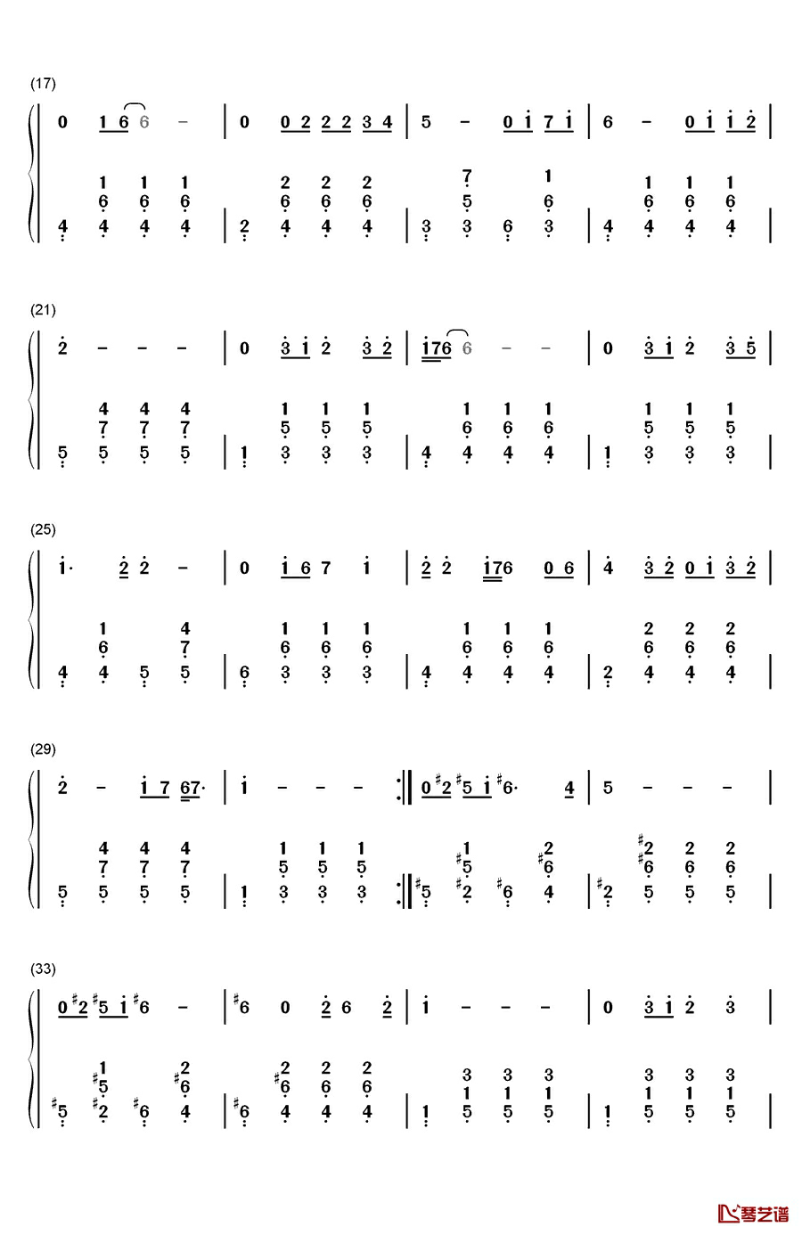 爱你一万年钢琴简谱-数字双手-刘德华2