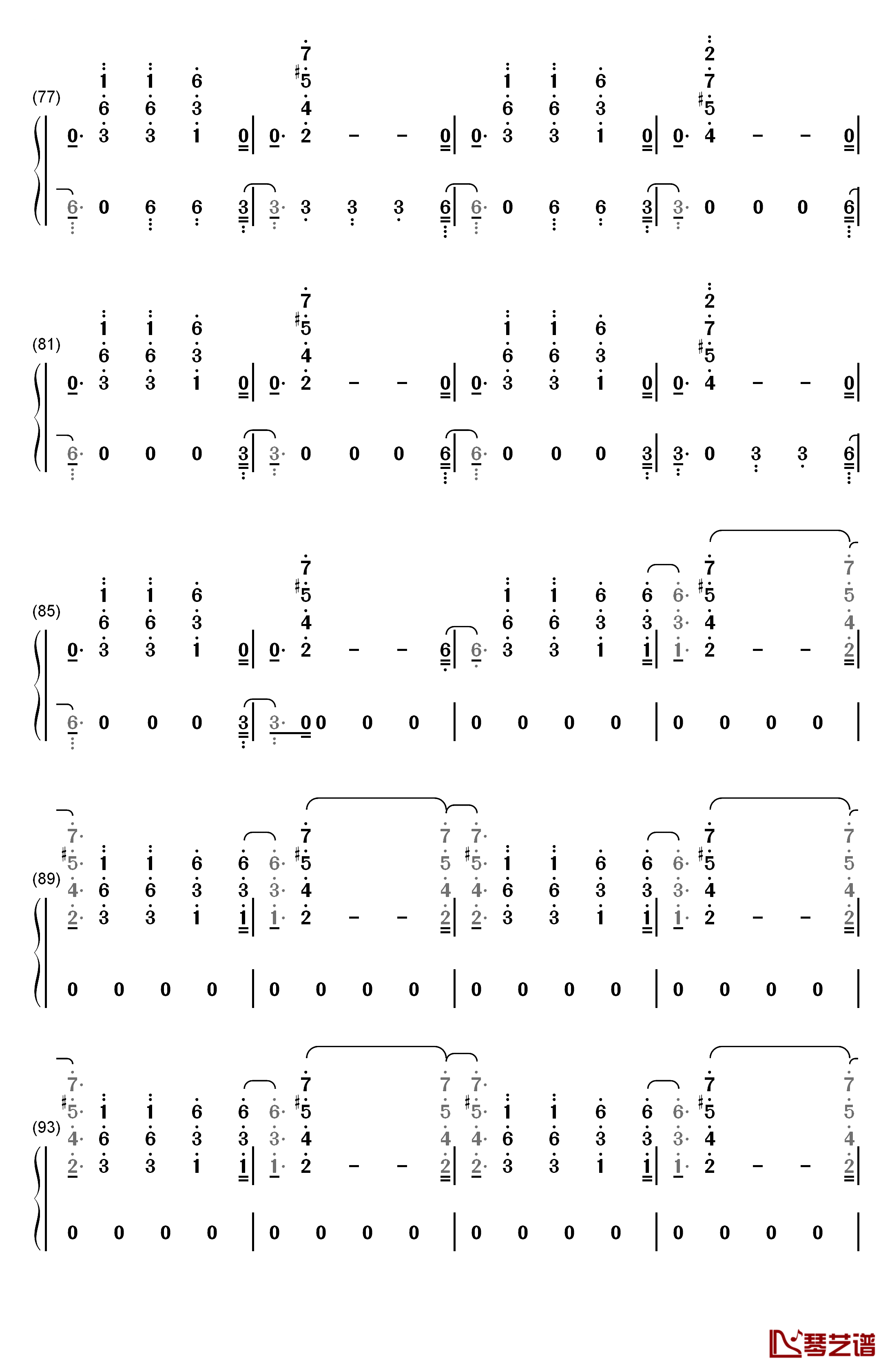 No Name钢琴简谱-数字双手-NF5