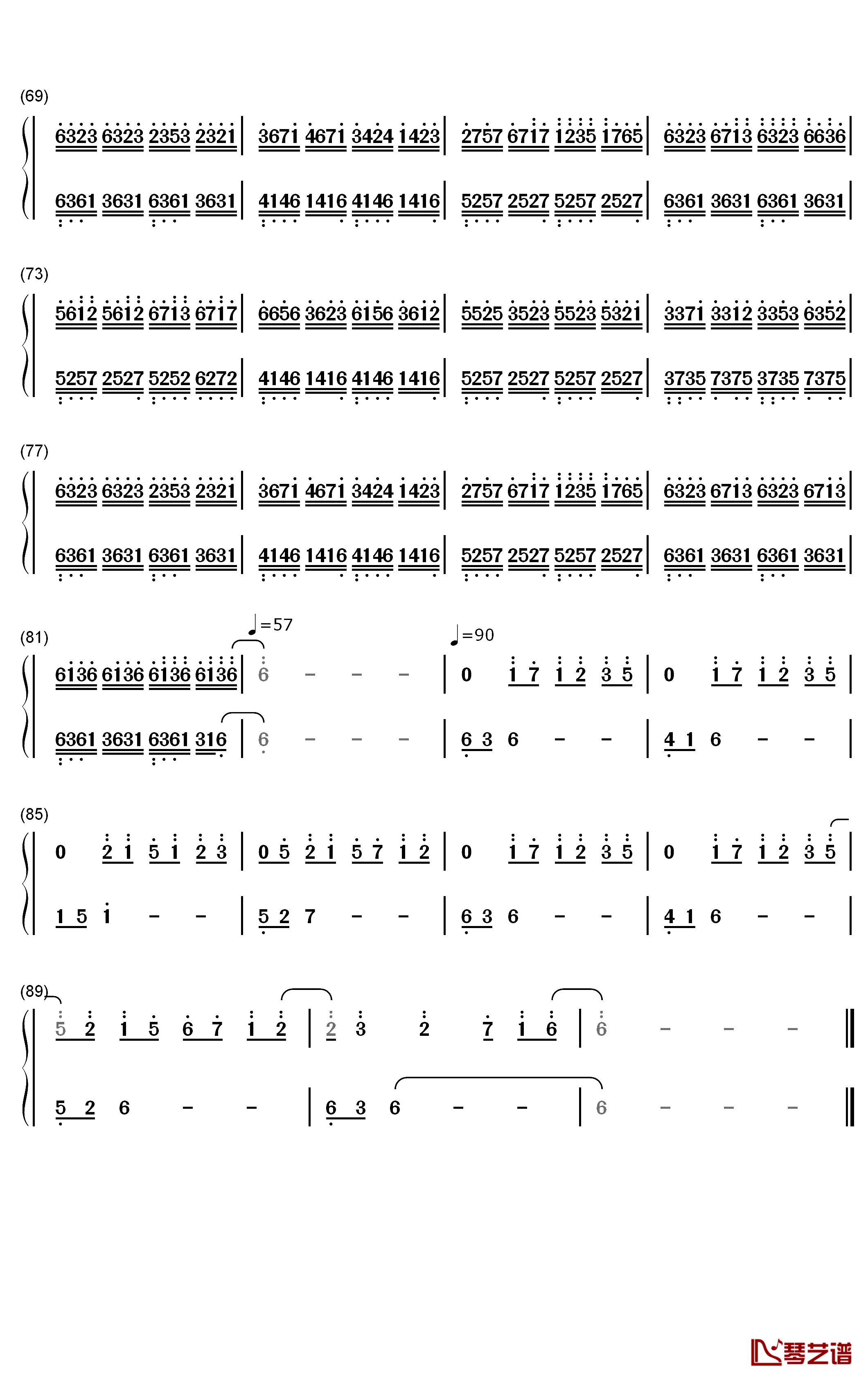 几经淬透钢琴简谱-数字双手-M小冯哒4