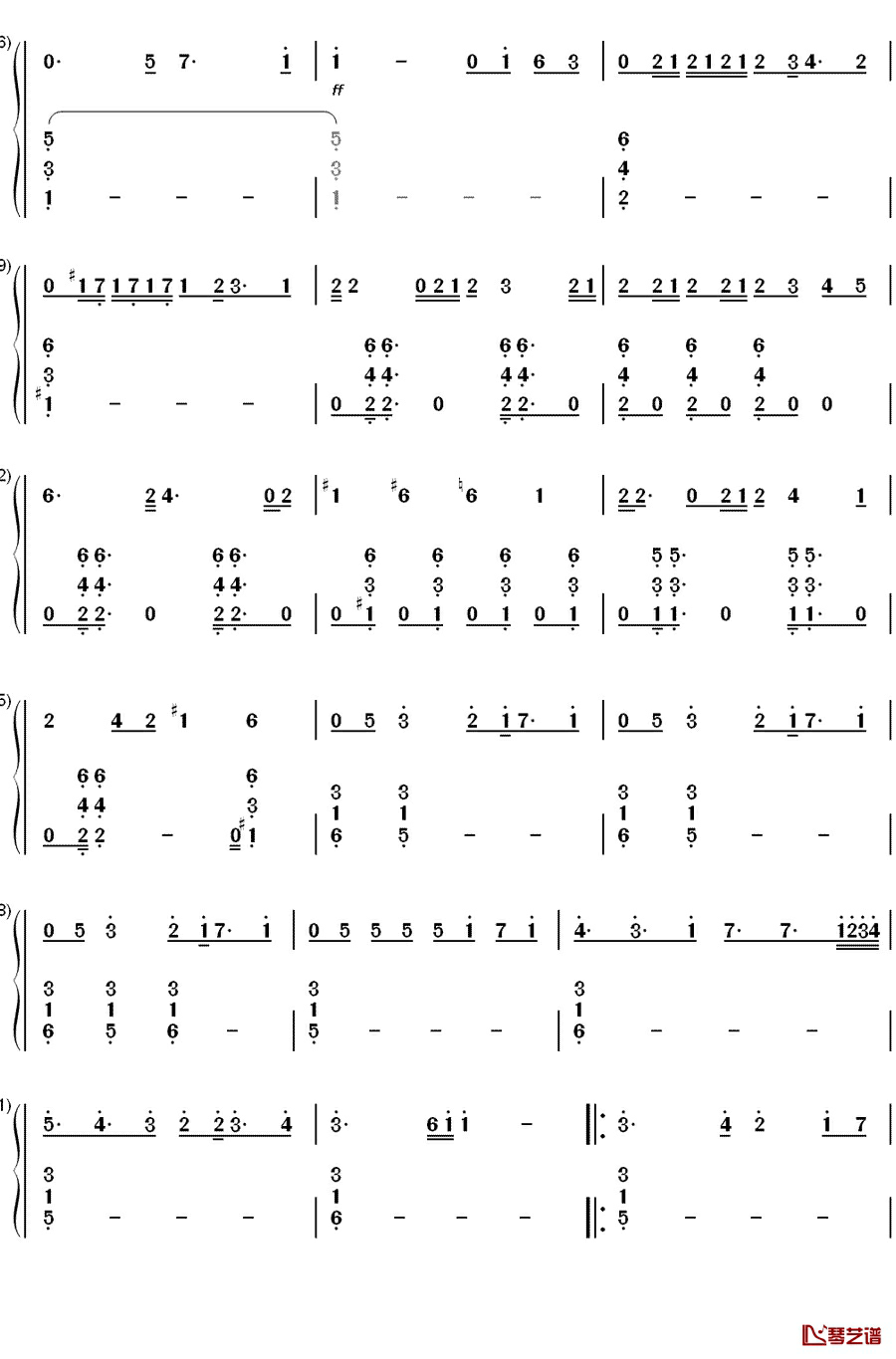 光（Hikari）钢琴简谱-数字双手-宇多田光2