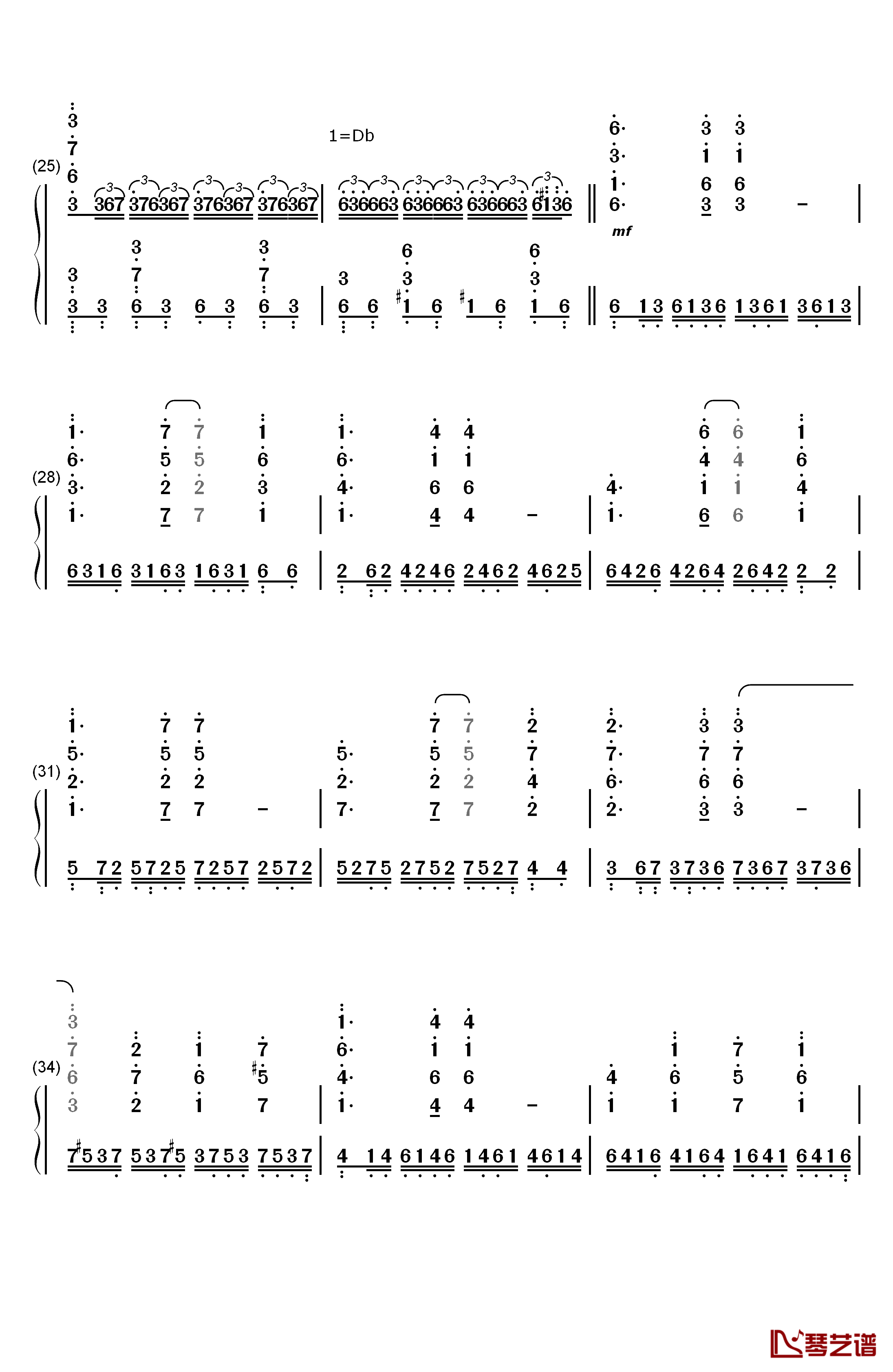 Swordland钢琴简谱-数字双手-梶浦由记3