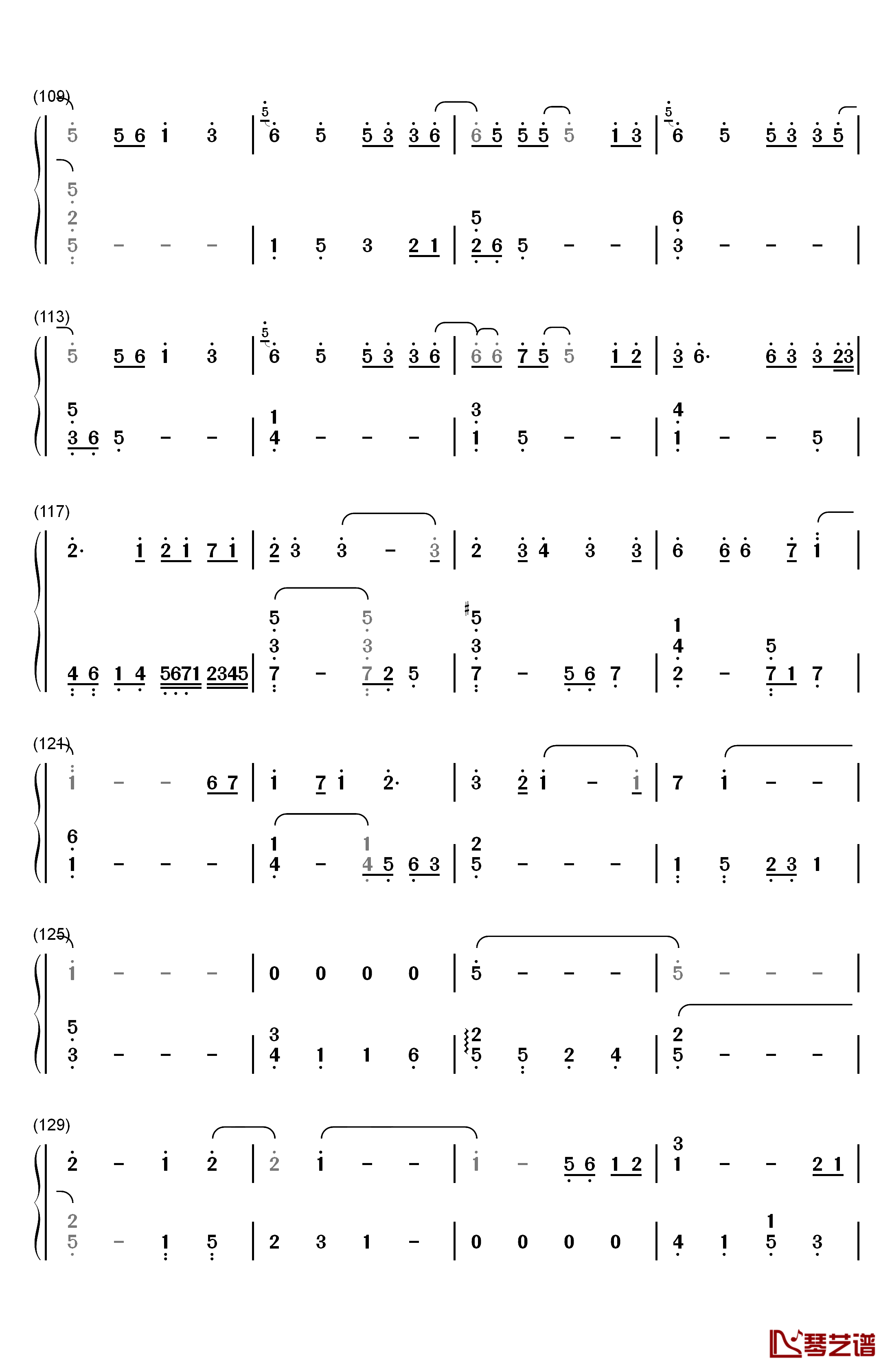 彗星的眼泪钢琴简谱-数字双手-金莎6