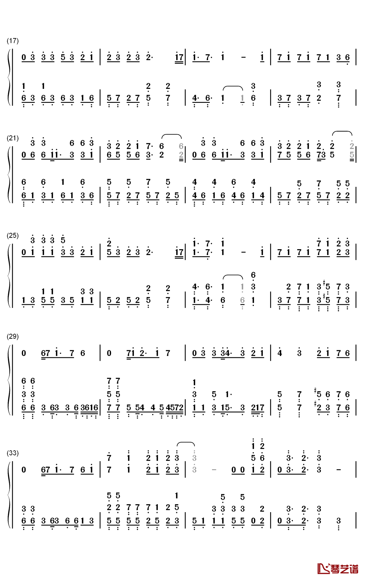 梦的光点钢琴简谱-王心凌歌曲-数字双手曲谱2