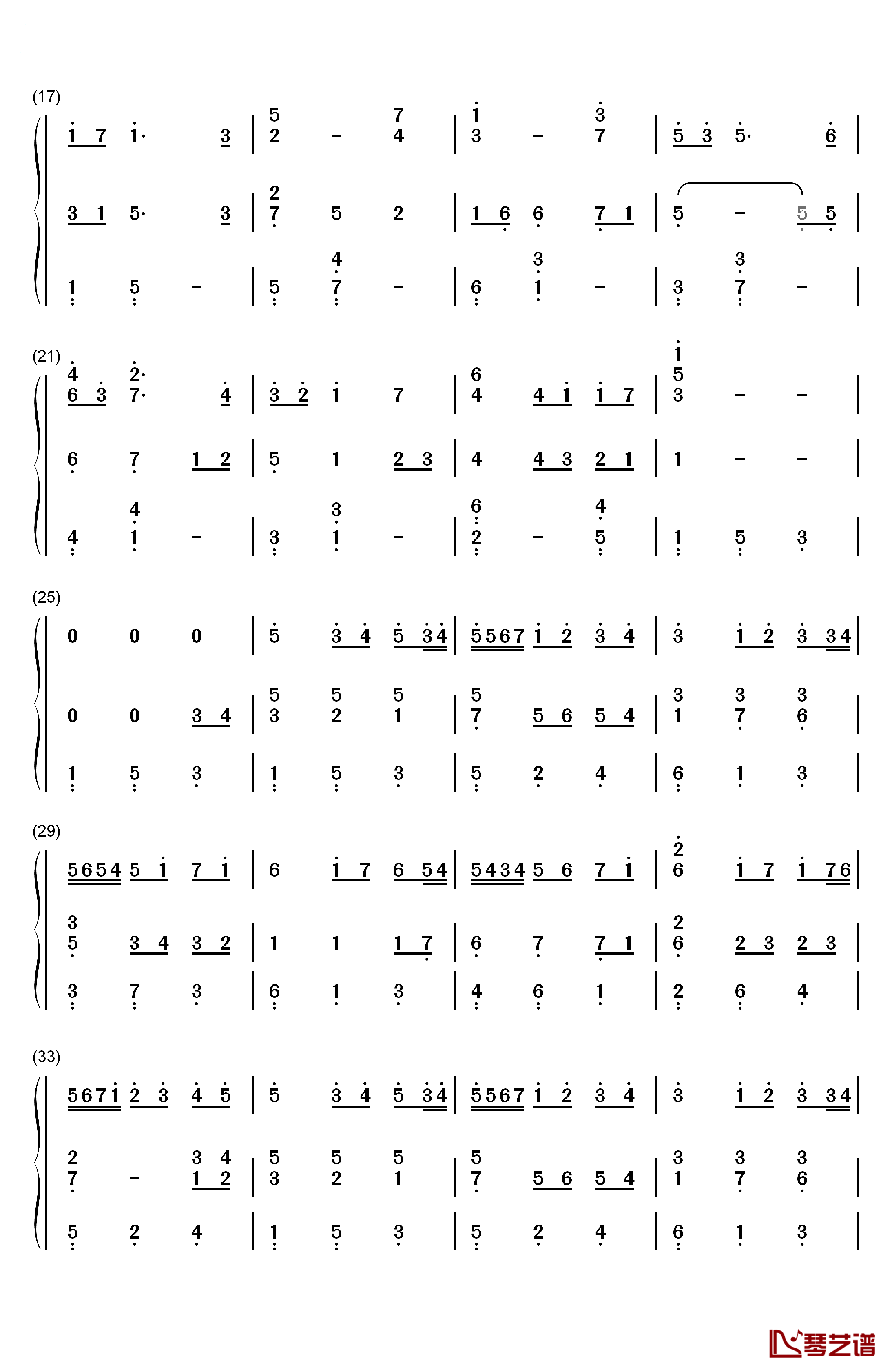 千与千寻和卡农合奏钢琴简谱-数字双手-久石让 宫崎骏2