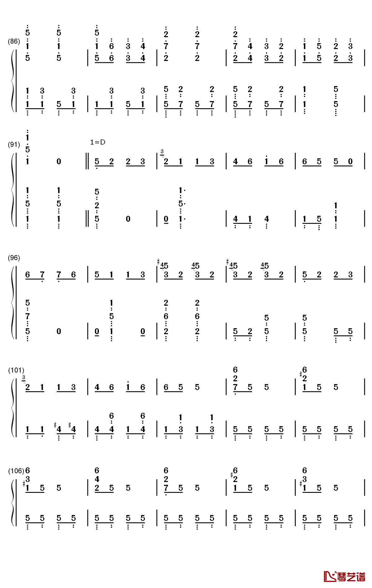 康康舞曲钢琴简谱-数字双手-雅克·奥芬巴赫5