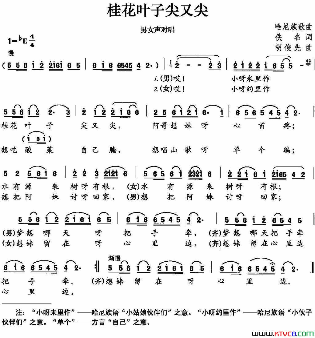 桂花叶子尖又尖简谱1