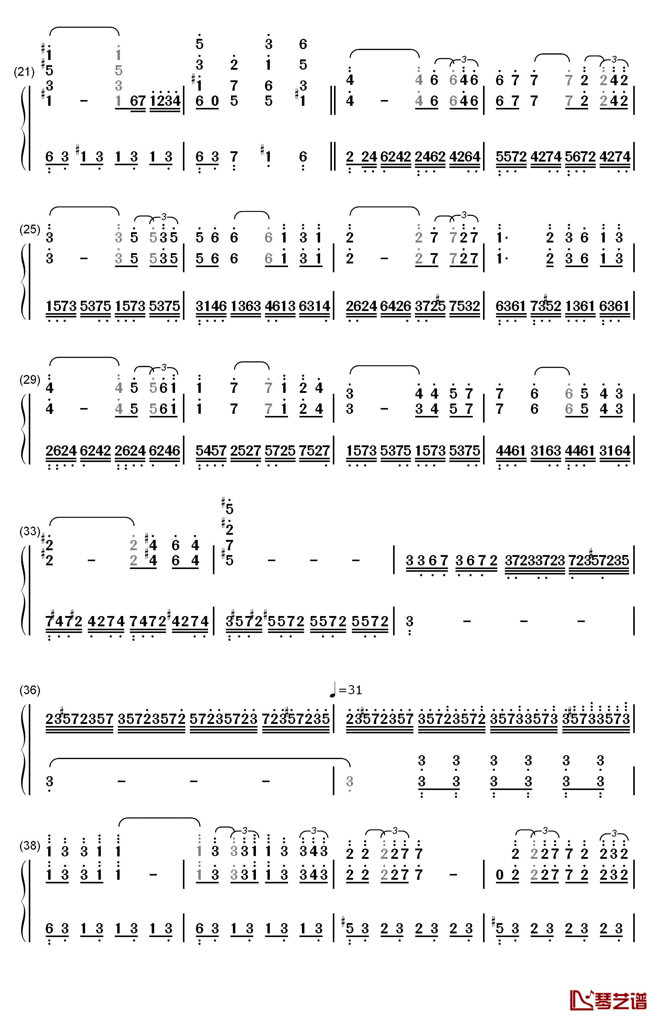 爱的故事钢琴简谱-数字双手-Andy Williams2