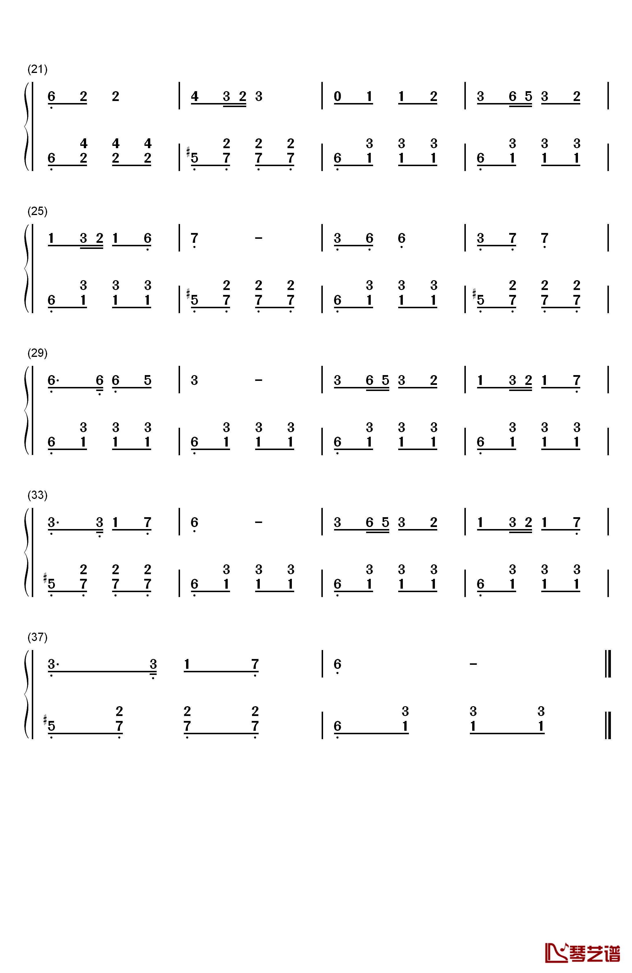 泥娃娃钢琴简谱-数字双手-梁弘志2