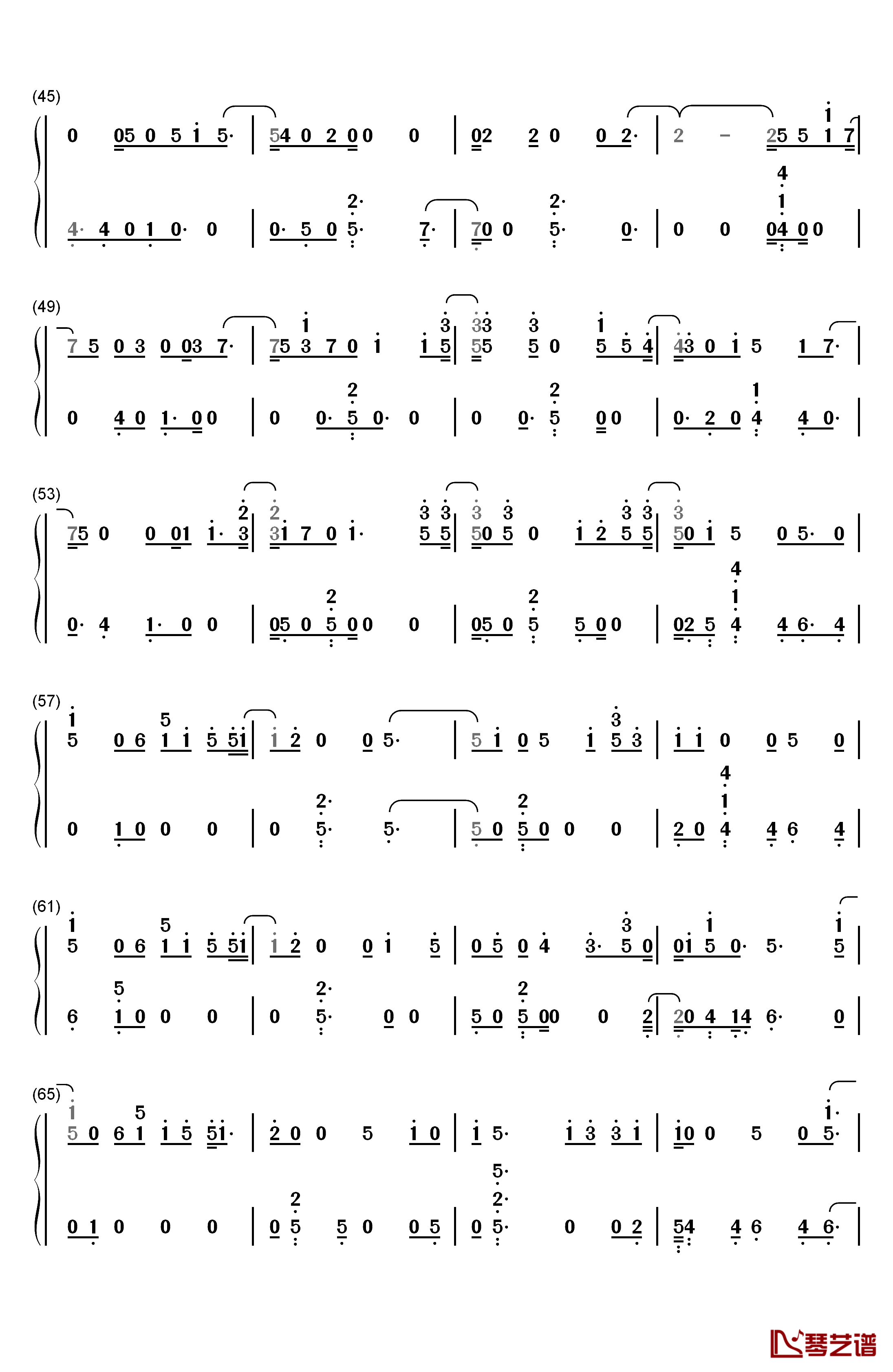 Power钢琴简谱-数字双手-EXO3