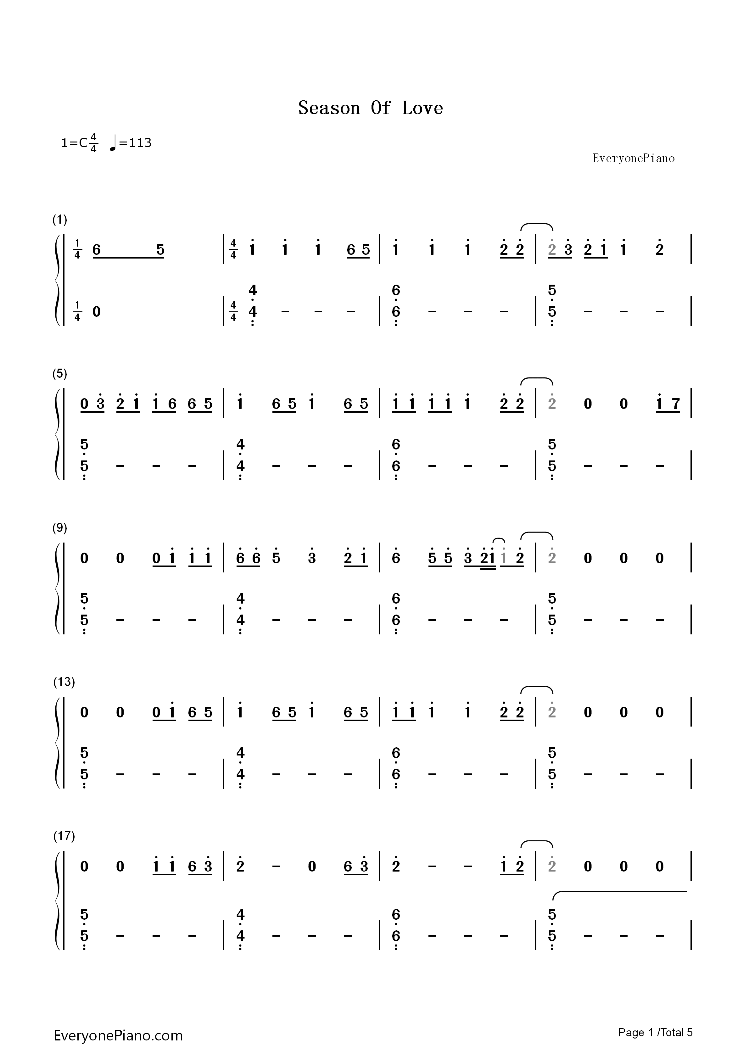 Season Of Love钢琴简谱-98 Degrees演唱1