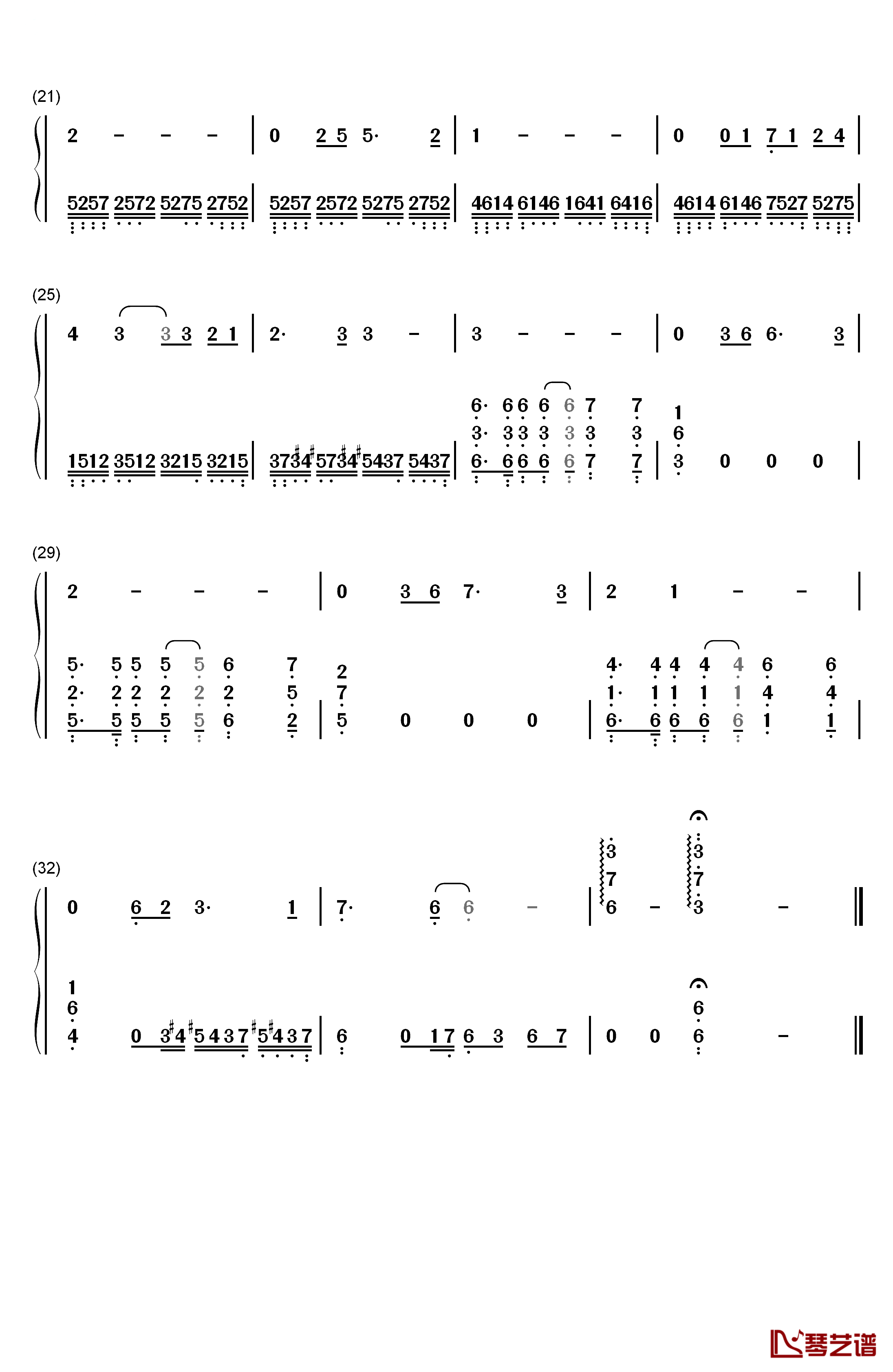 秋意浓钢琴简谱-数字双手-李幸倪2