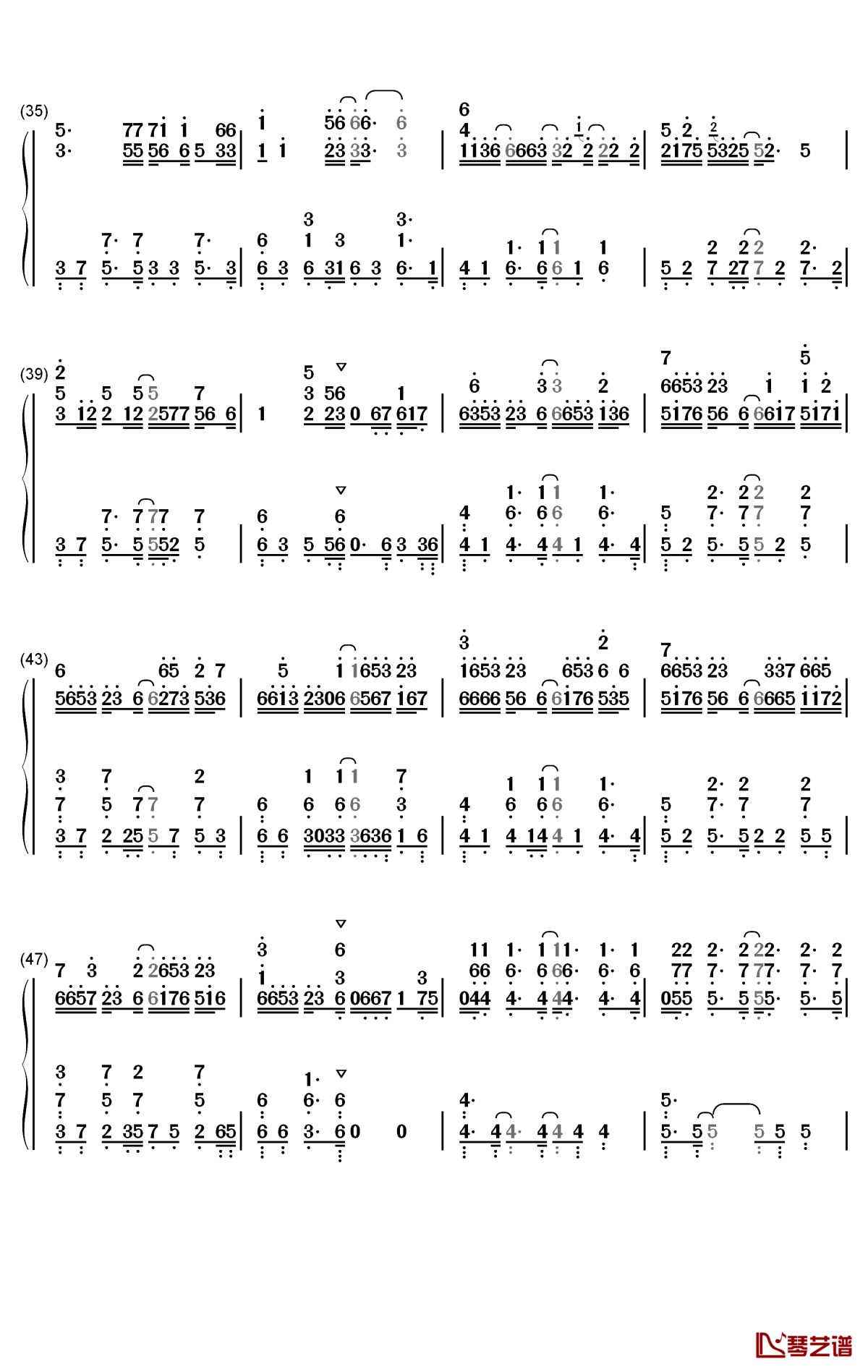 悬溺钢琴简谱-数字双手-葛东琪3