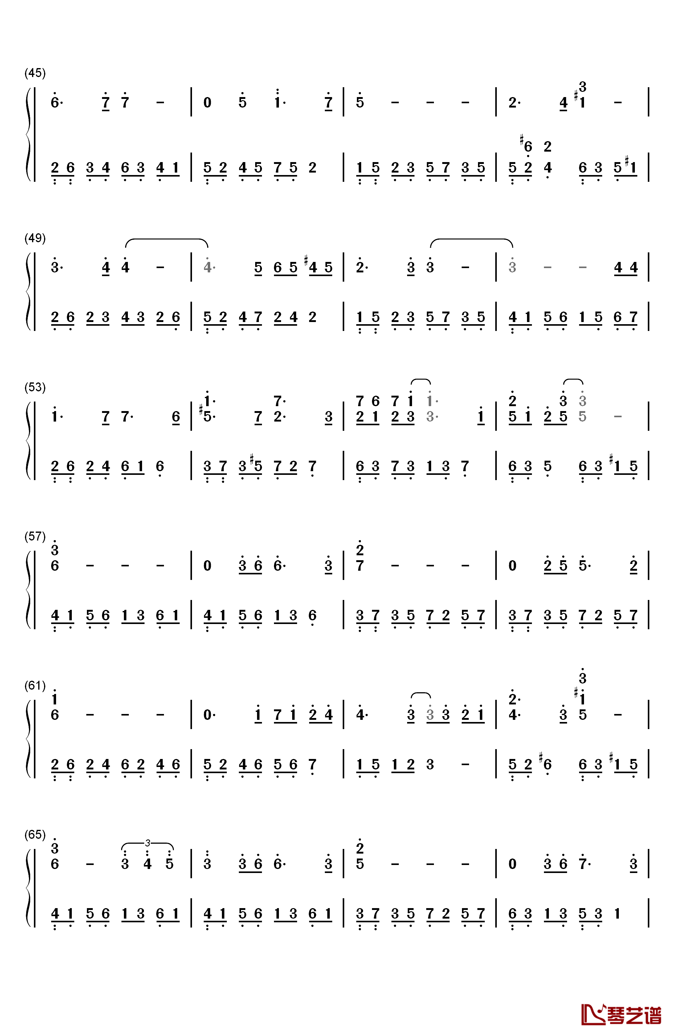 李香兰钢琴简谱-数字双手-张学友3