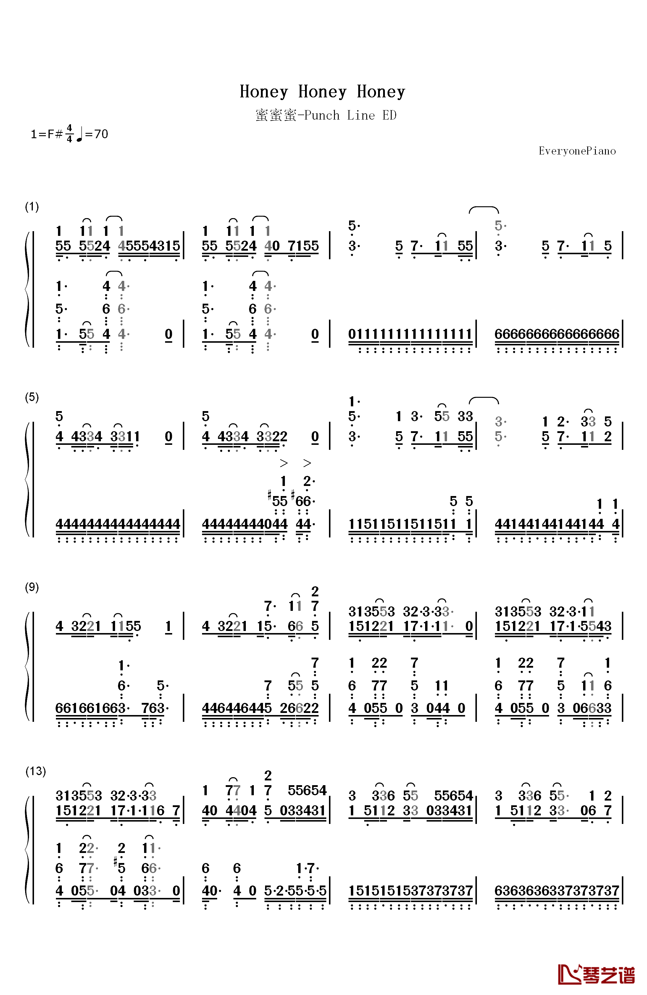 蜜蜜蜜钢琴简谱-数字双手-Ayumikurikamaki1