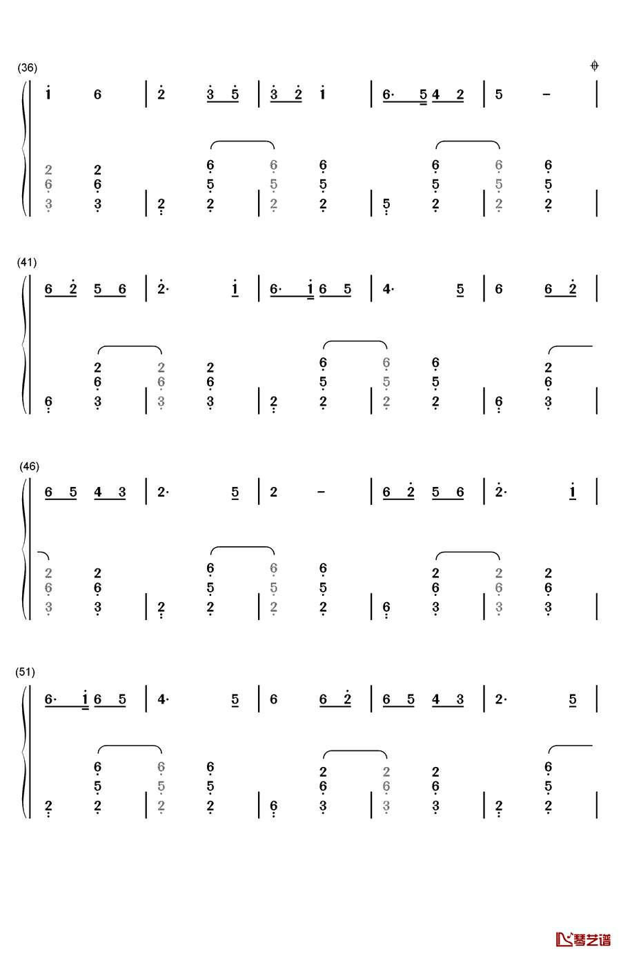 绣金匾钢琴简谱-数字双手-郭兰英3