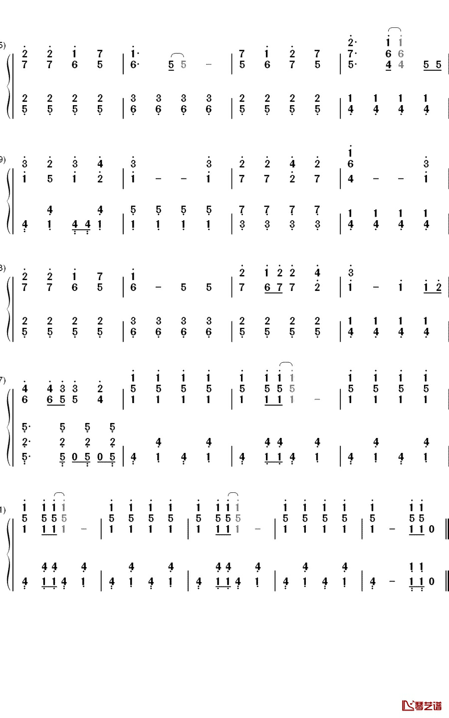 BOYS & GIRLS钢琴简谱-数字双手-LM.C3