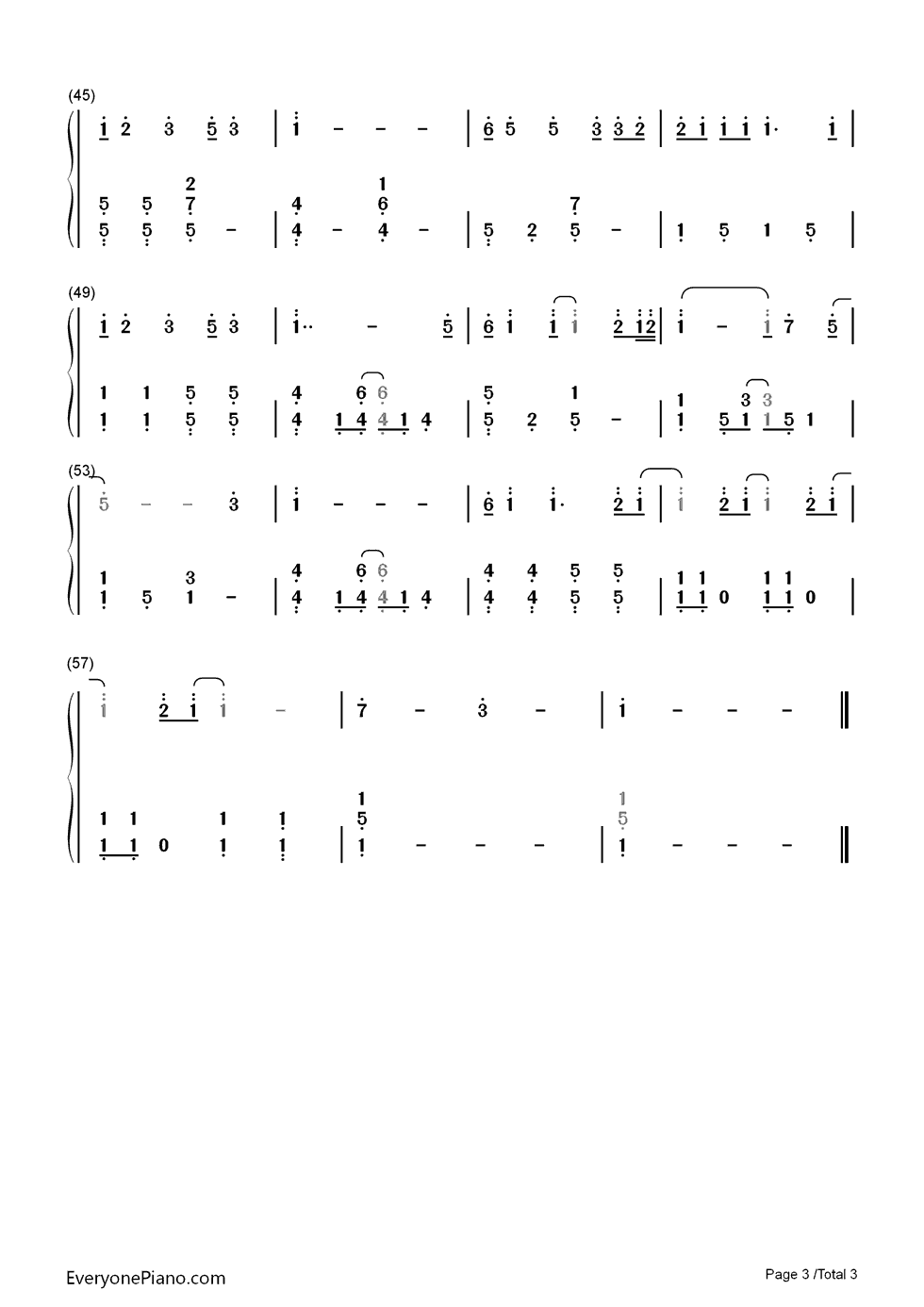 私奔钢琴简谱-数字双手-郑钧3