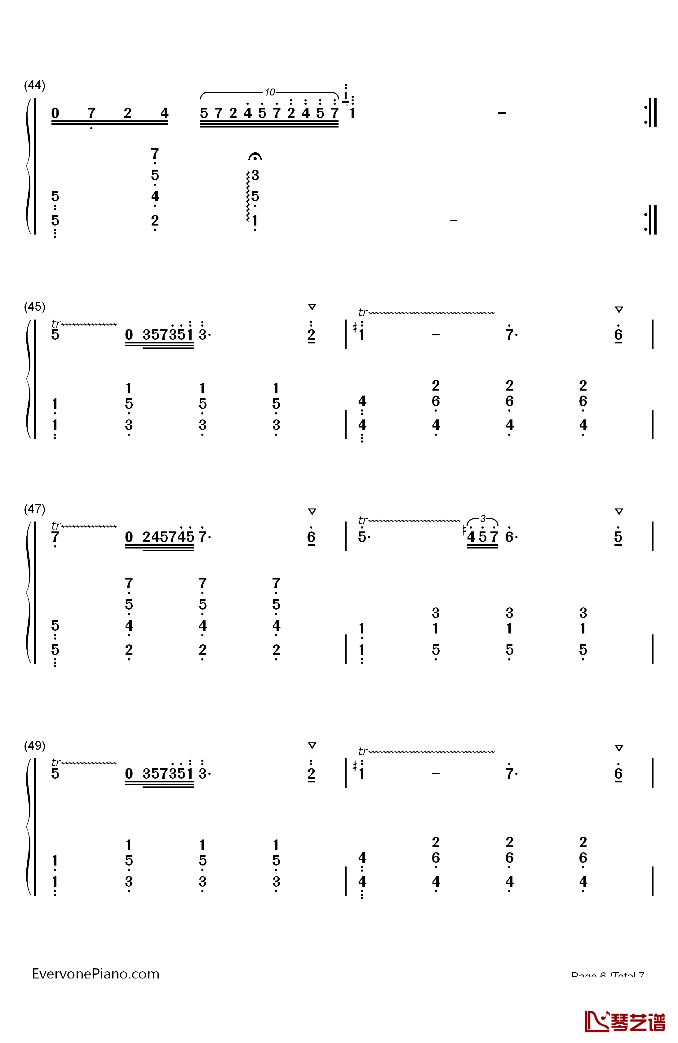 少女的祈祷钢琴简谱-数字双手-巴达捷芙斯卡(Badarzewska)6