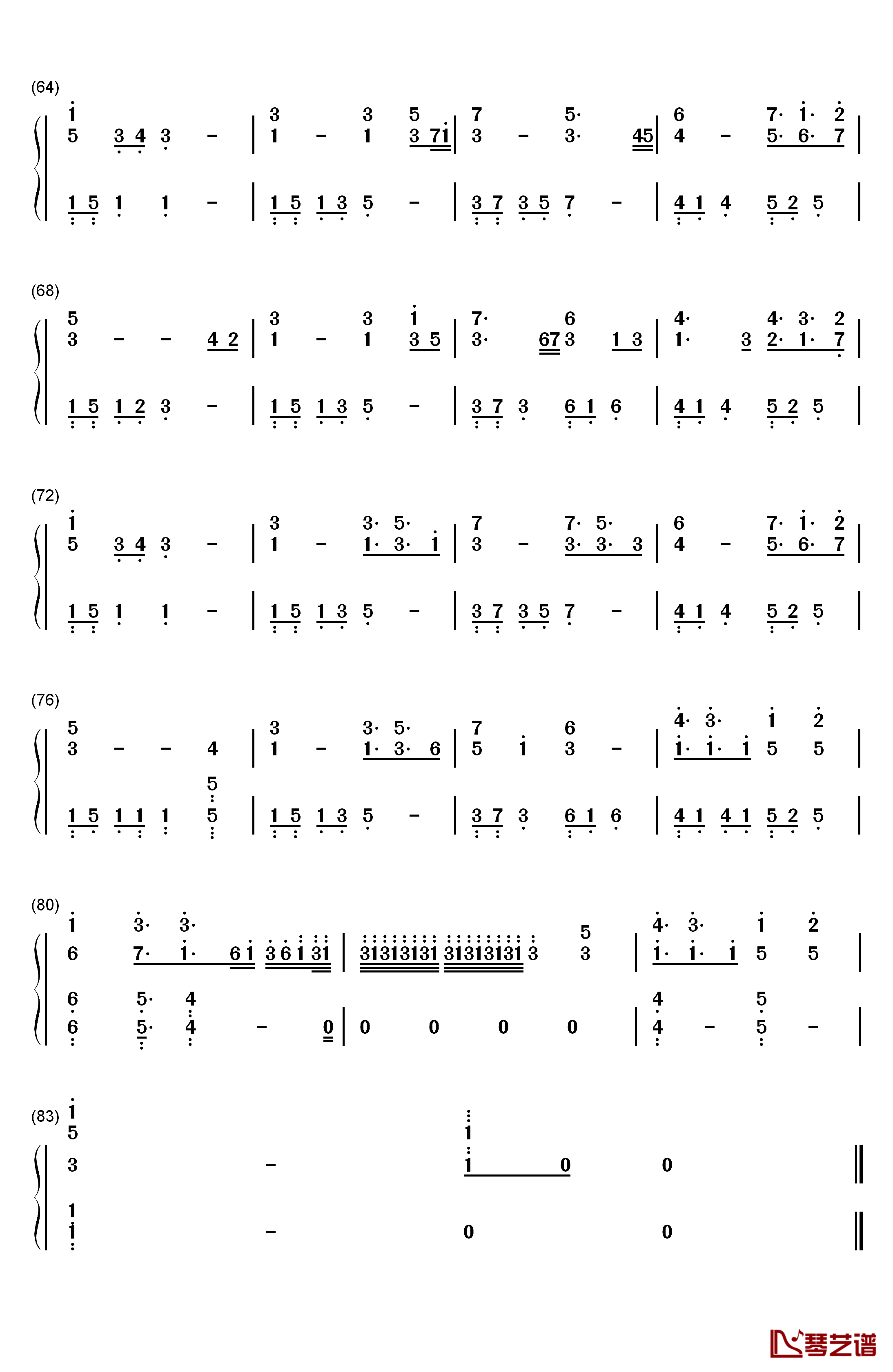 爸爸钢琴简谱-数字双手-鸟叔(PSY)4