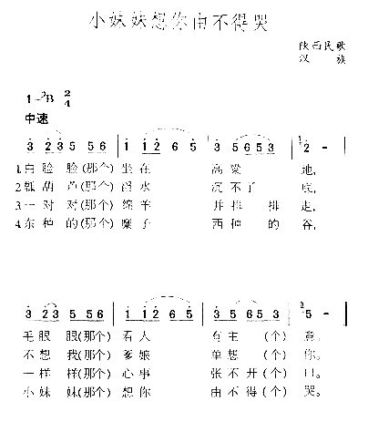 小妹妹想你由不得哭简谱1