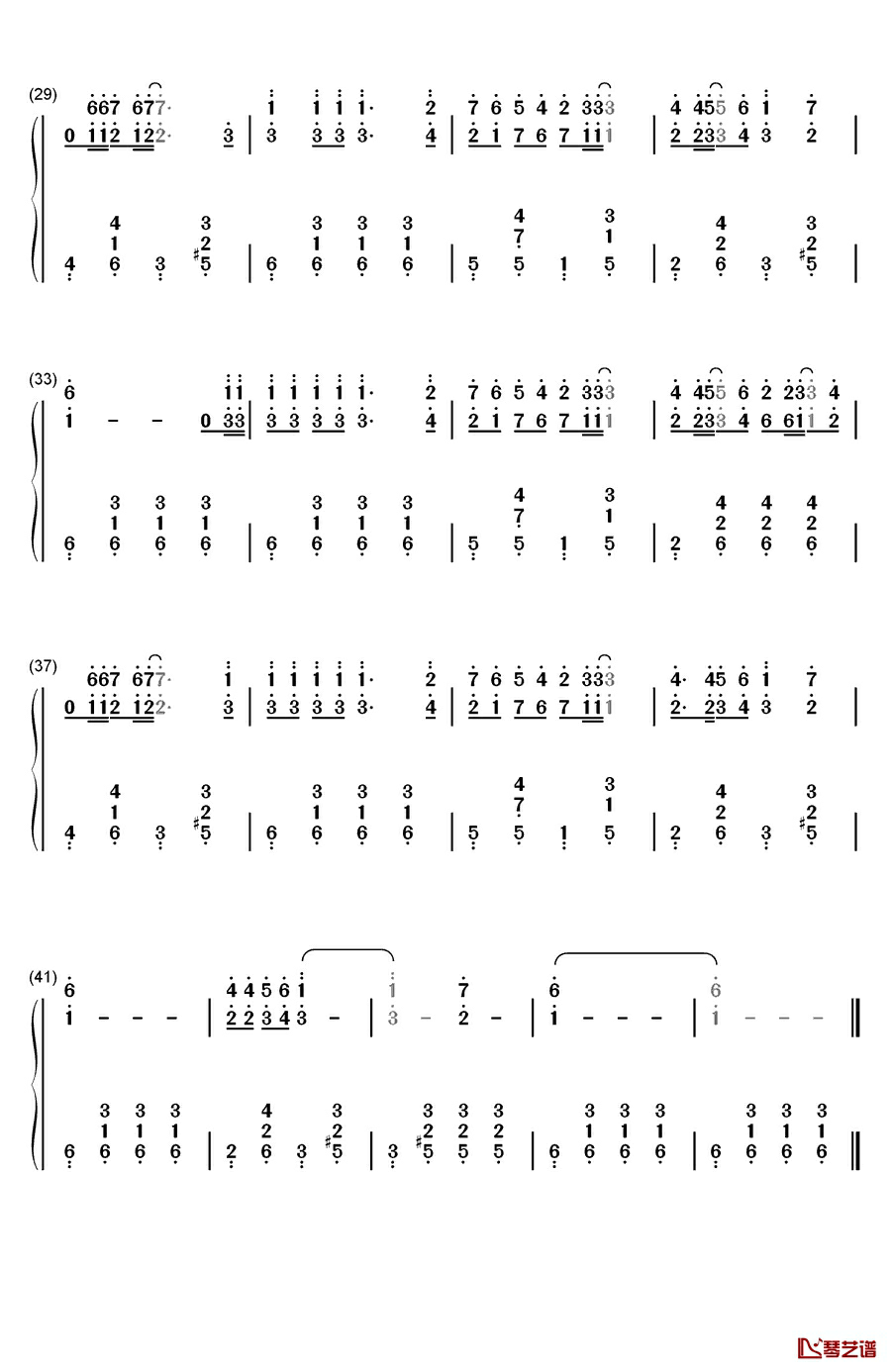 死了都要爱钢琴简谱-数字双手-信乐团3