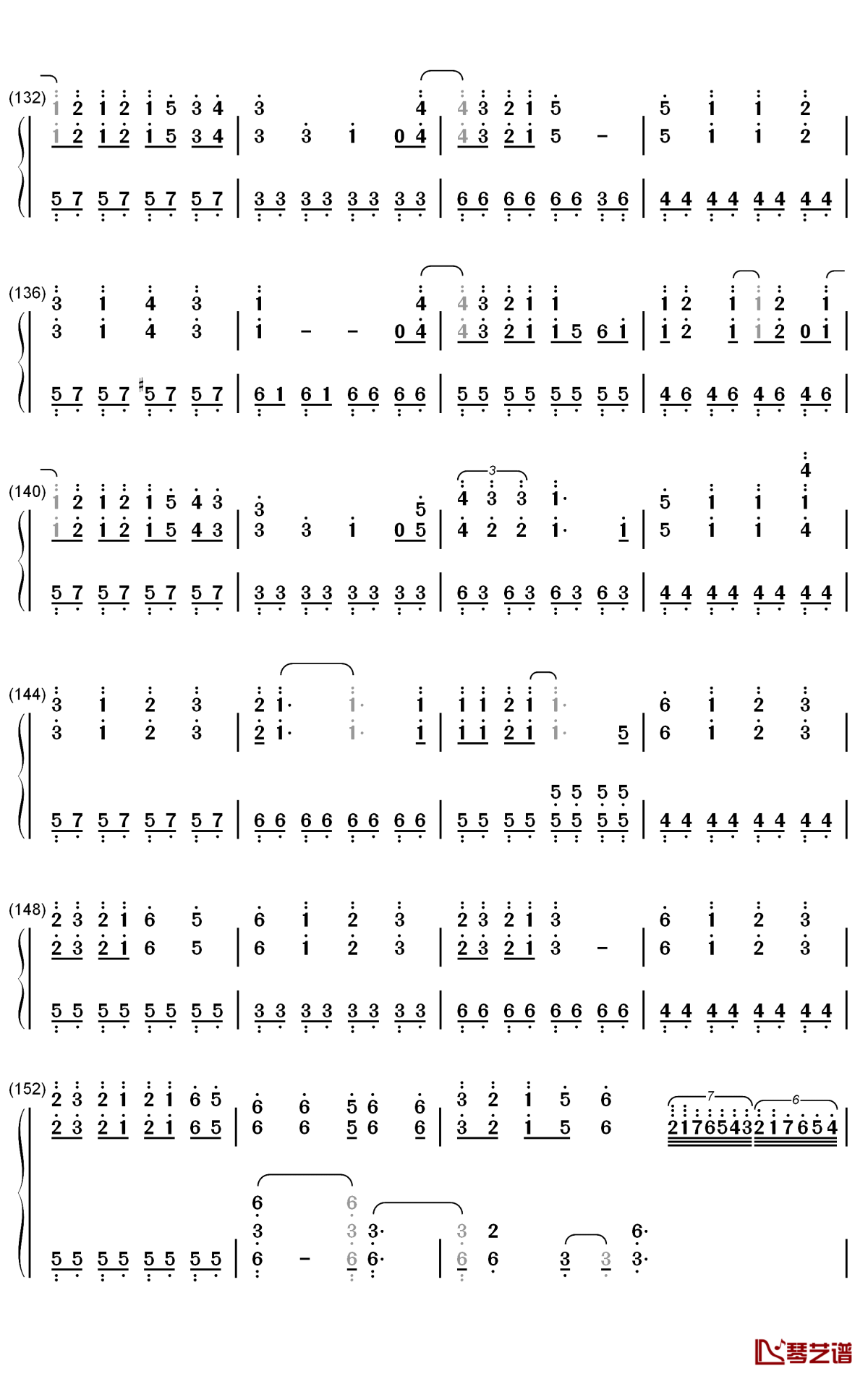 ダダダダ天使钢琴简谱-数字双手-ナナヲアカリ7