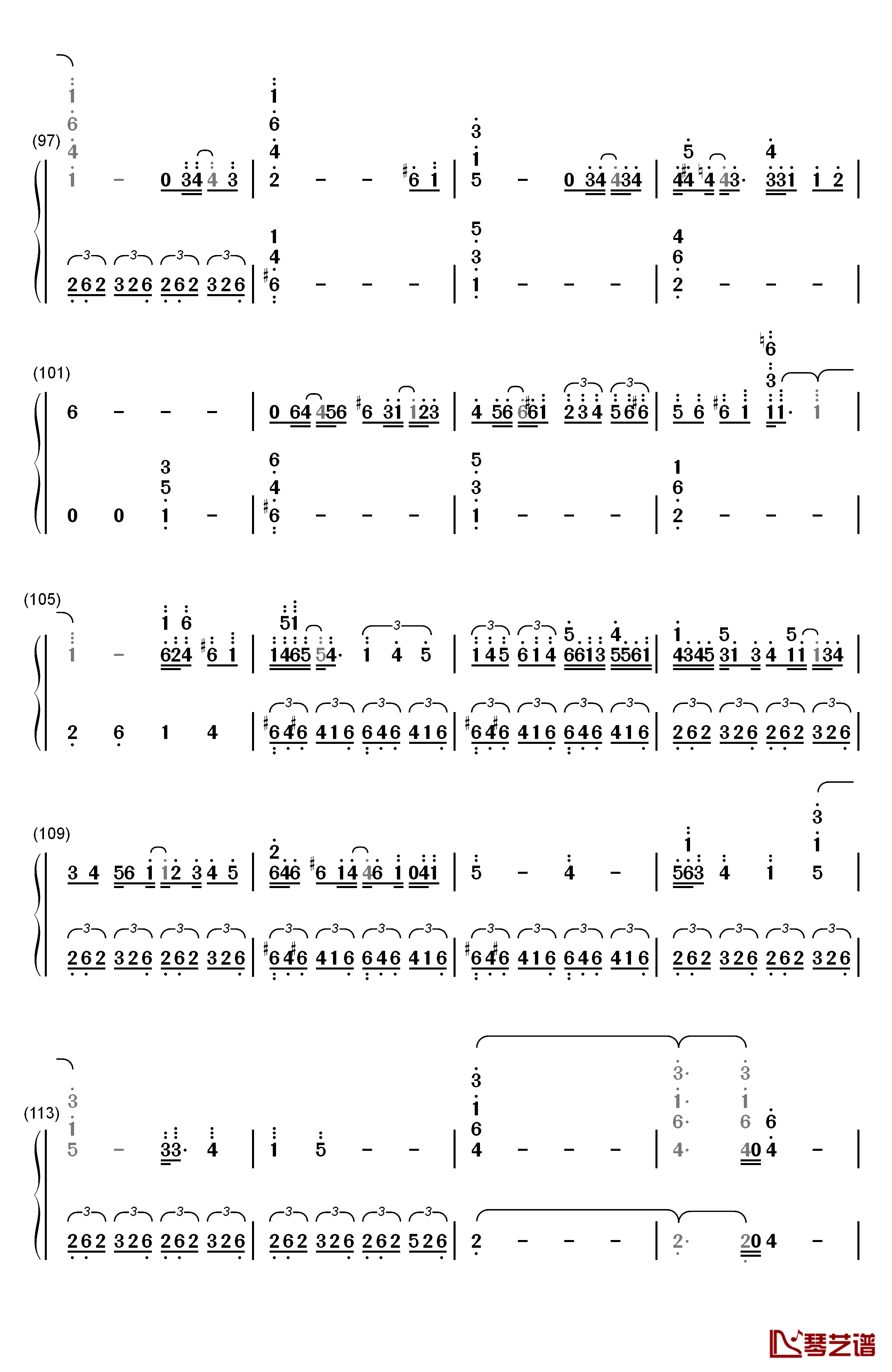 White with You钢琴简谱-数字双手-折户伸治6