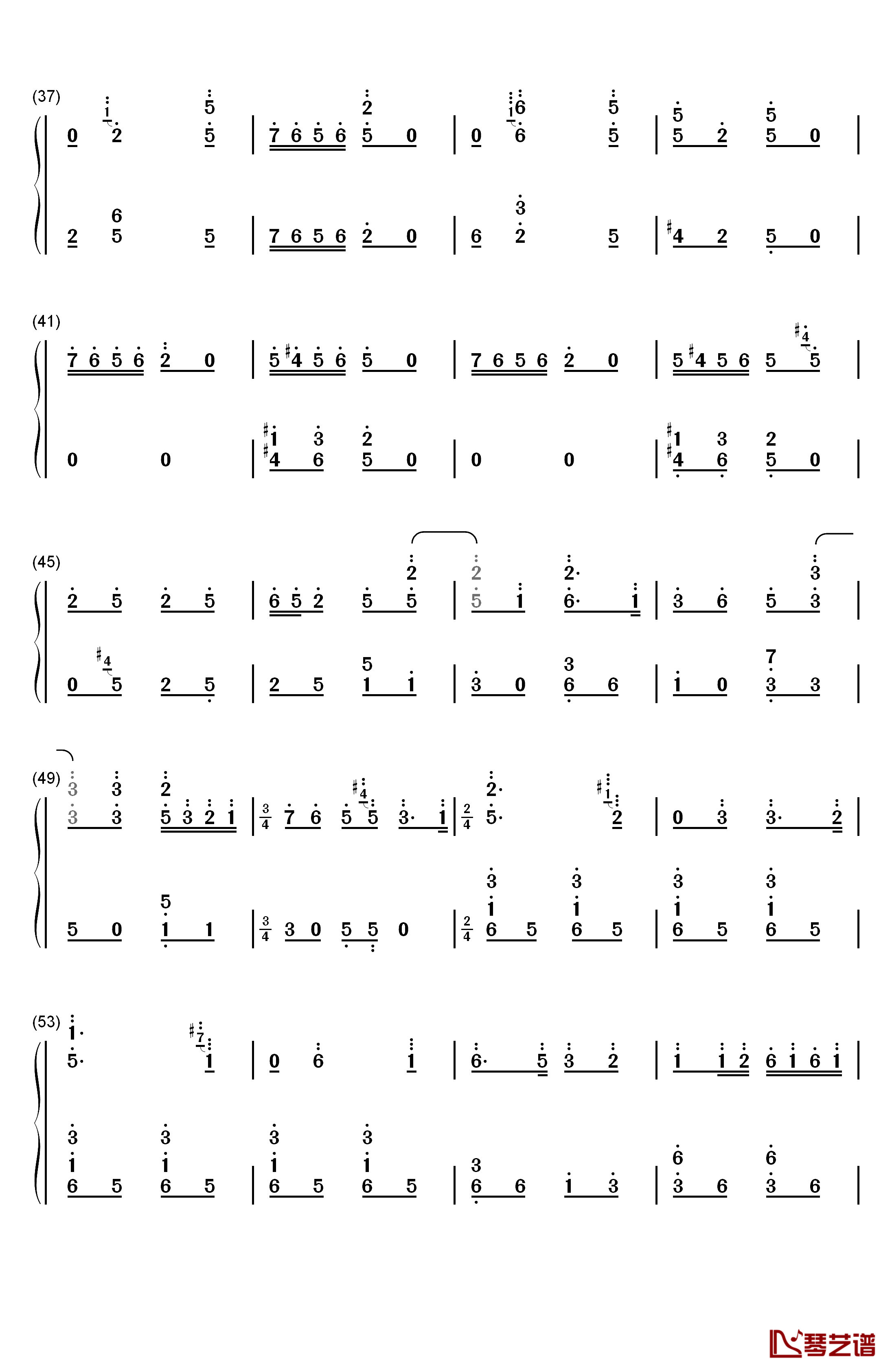 百鸟朝凤钢琴简谱-数字双手-王建中3