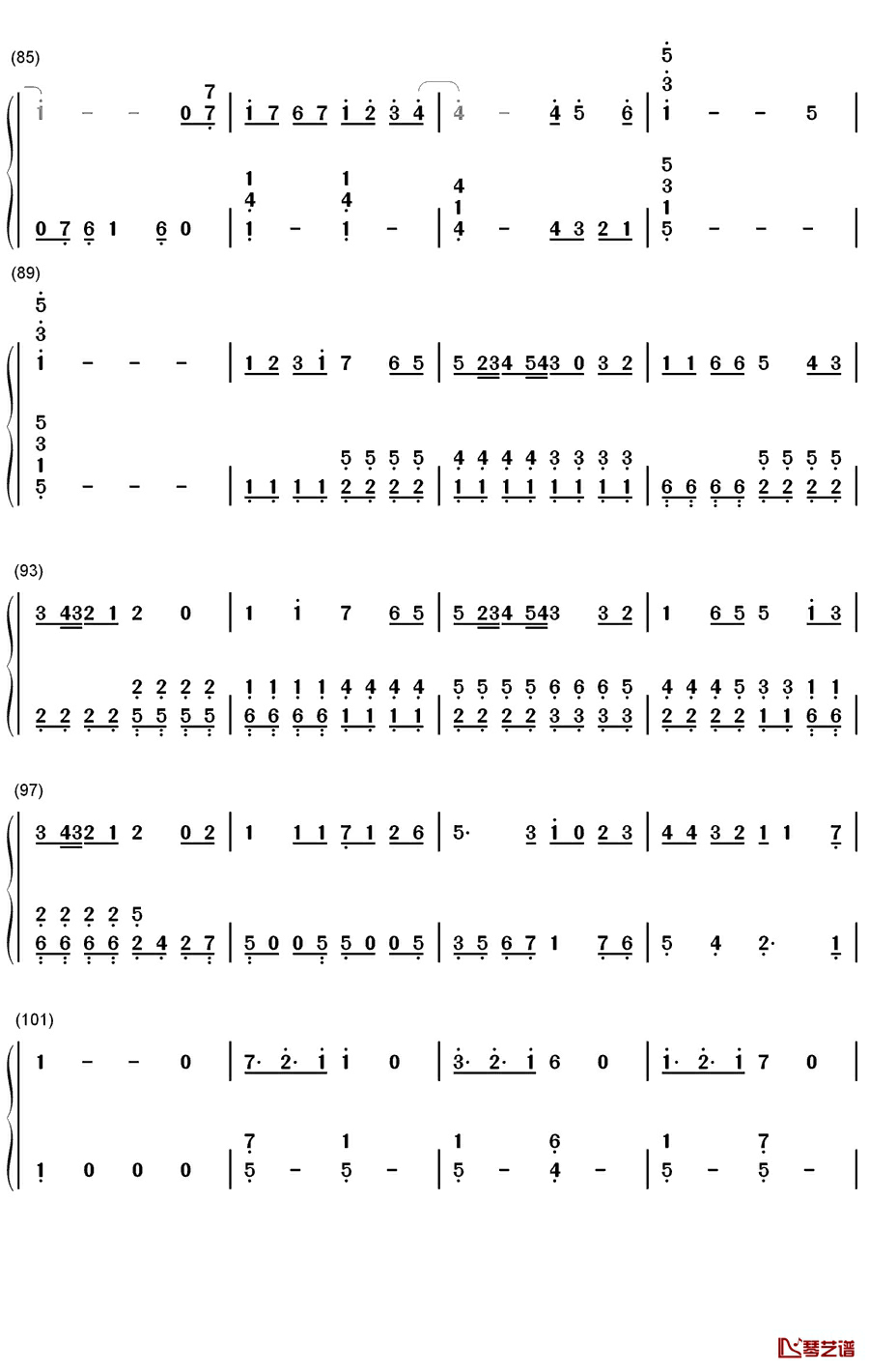 突然钢琴简谱-数字双手-FIELD OF VIEW5