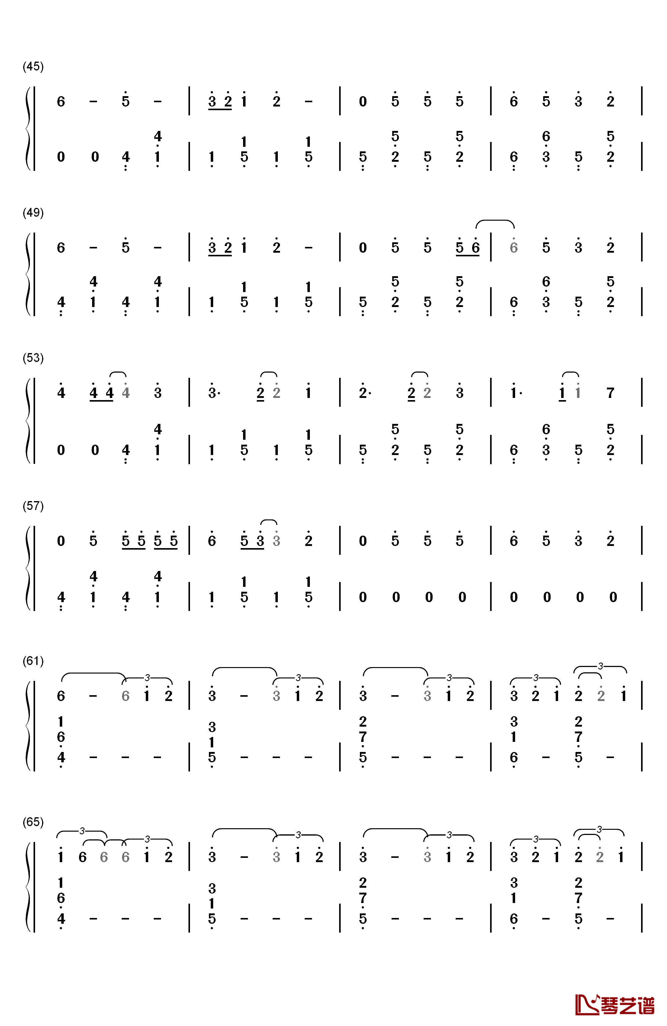 Final Song钢琴简谱-数字双手-MO3