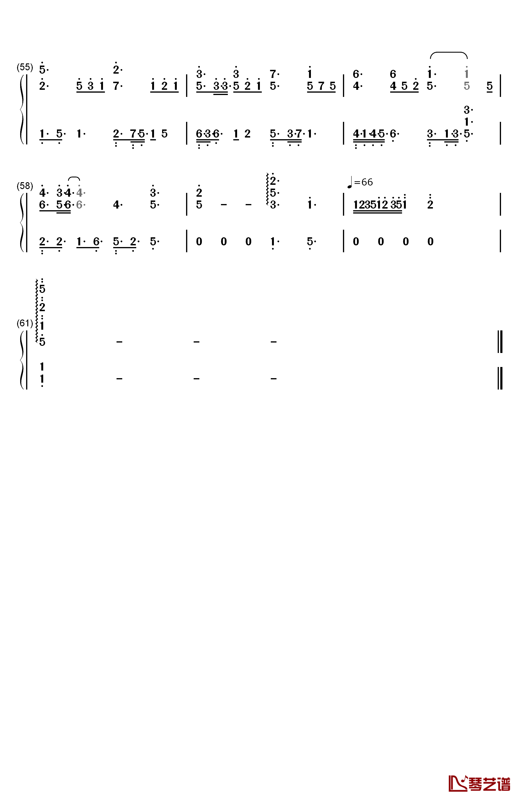 遥远的你钢琴简谱-数字双手-221小伙伴4