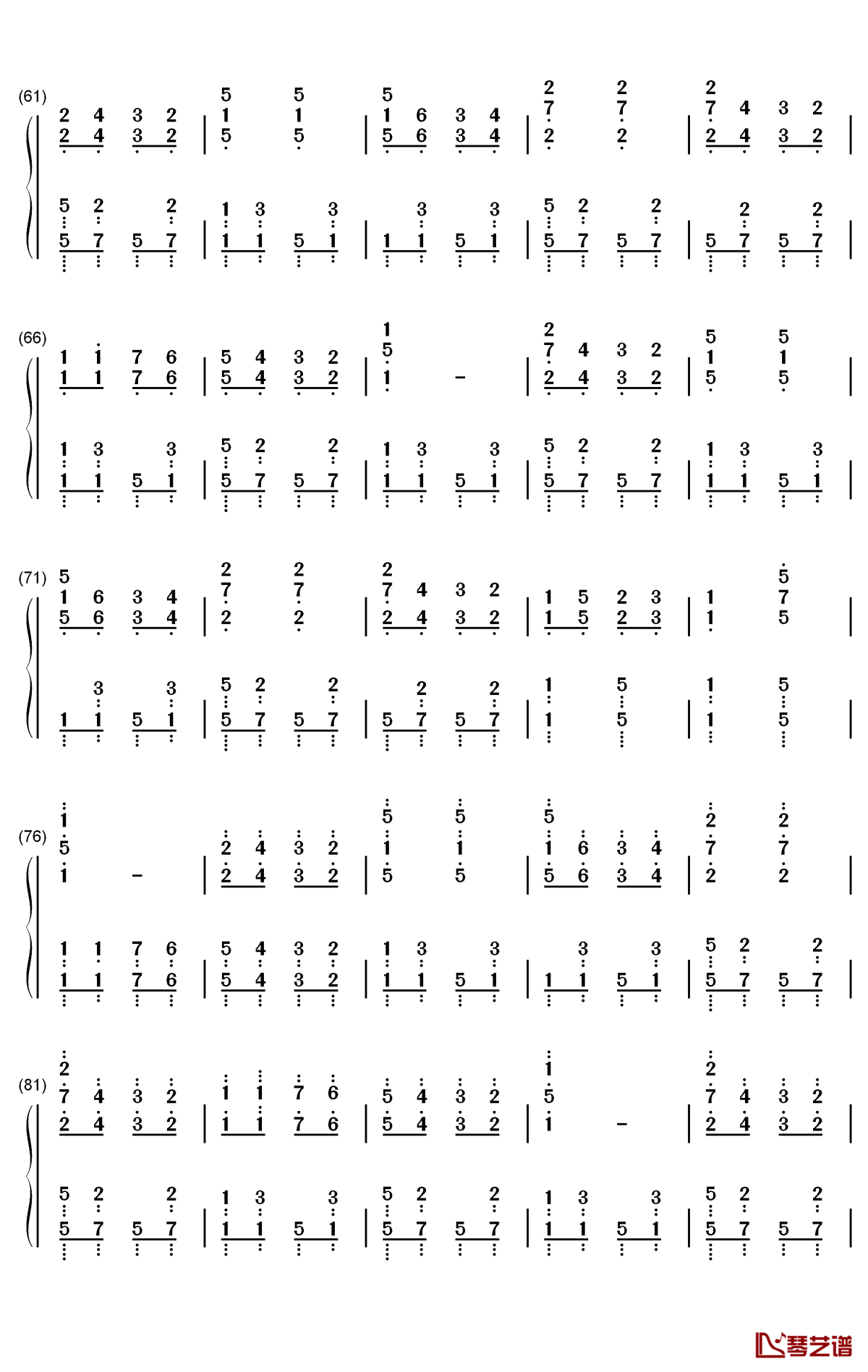 康康舞曲钢琴简谱-数字双手-雅克·奥芬巴赫4