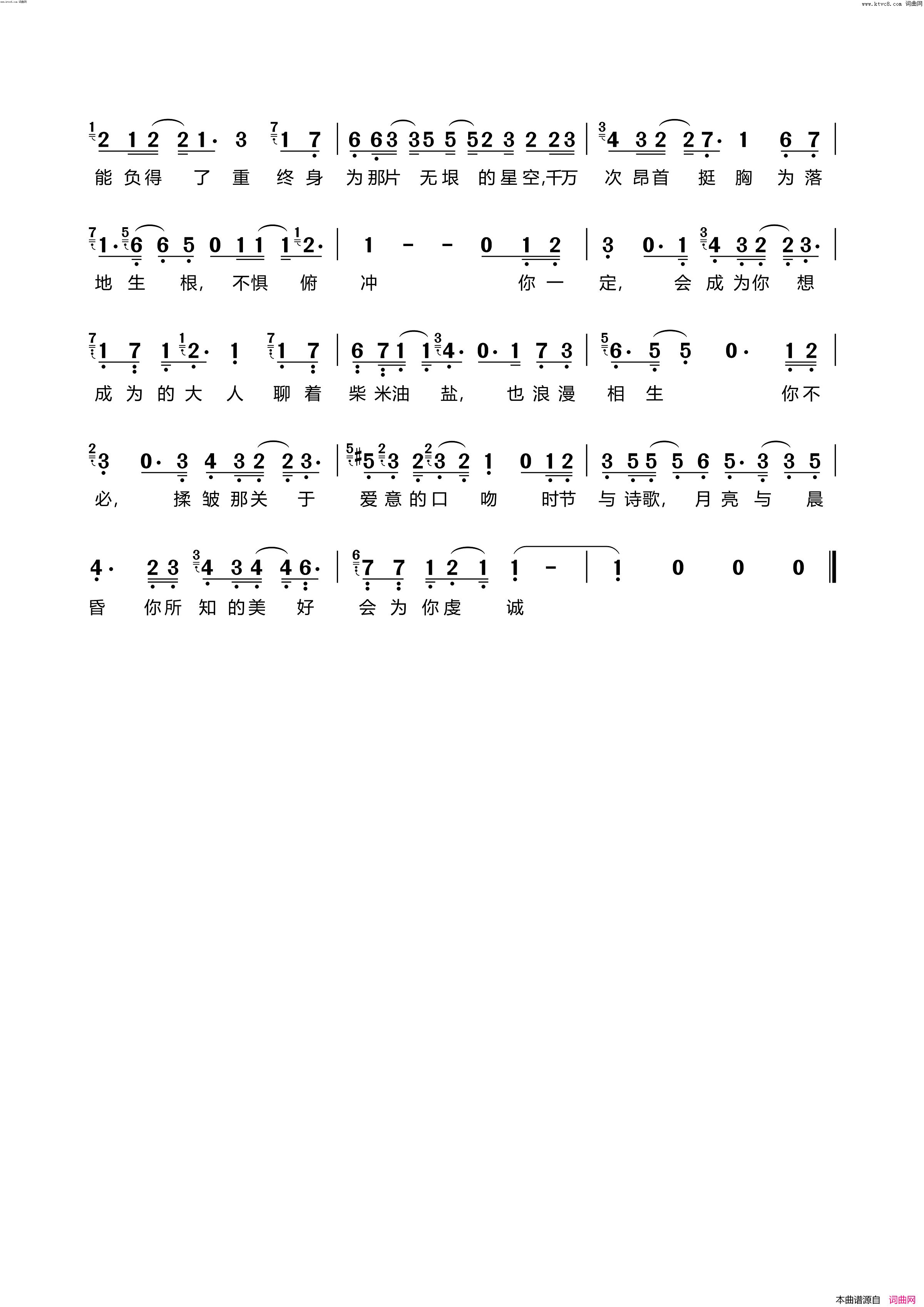 2022·你一定能成为你想成为的大人简谱-郭子愚曲谱1