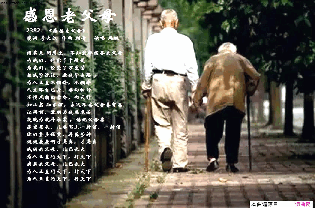 感恩老父母2382简谱-风帆演唱-李大江填词/刘青词曲1