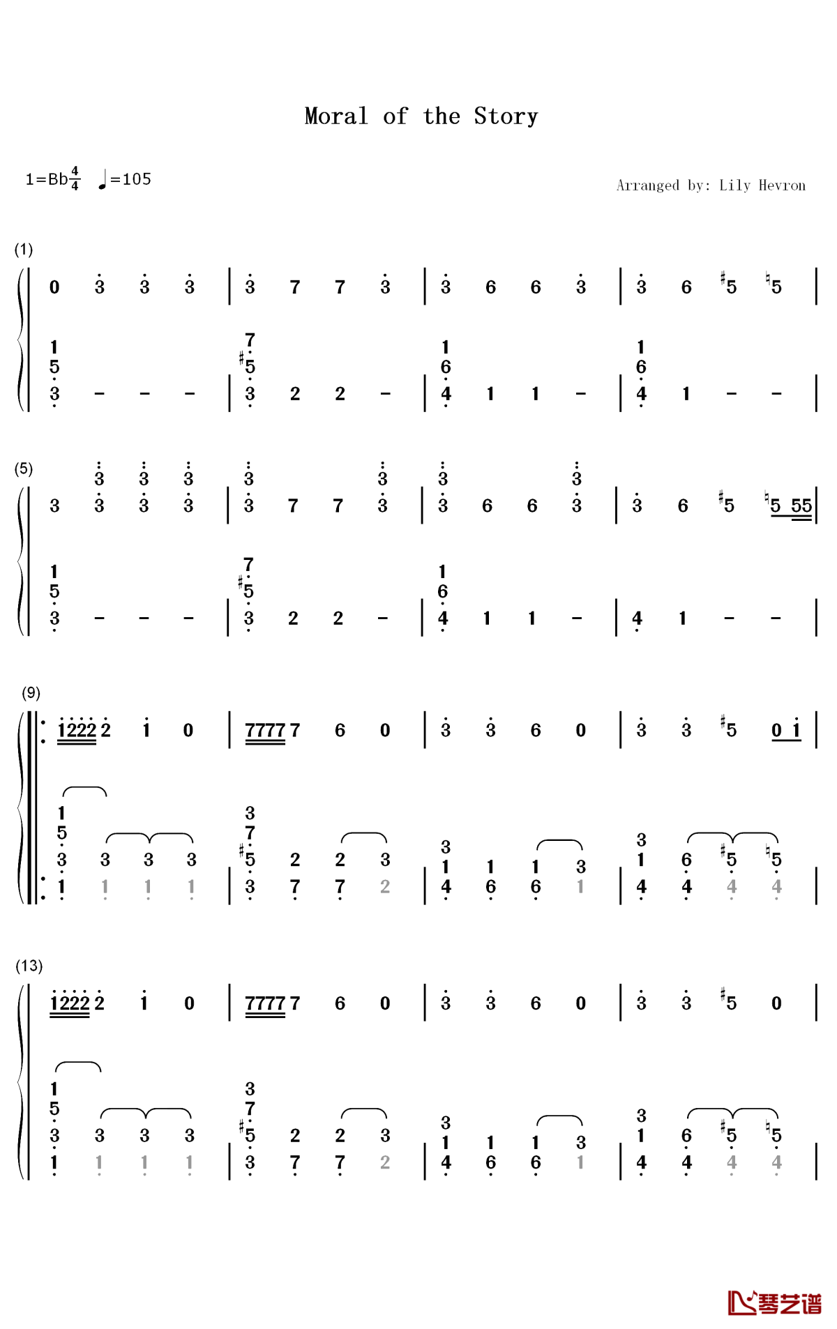 Moral of the Story钢琴简谱-Ashe歌曲-数字双手曲谱1