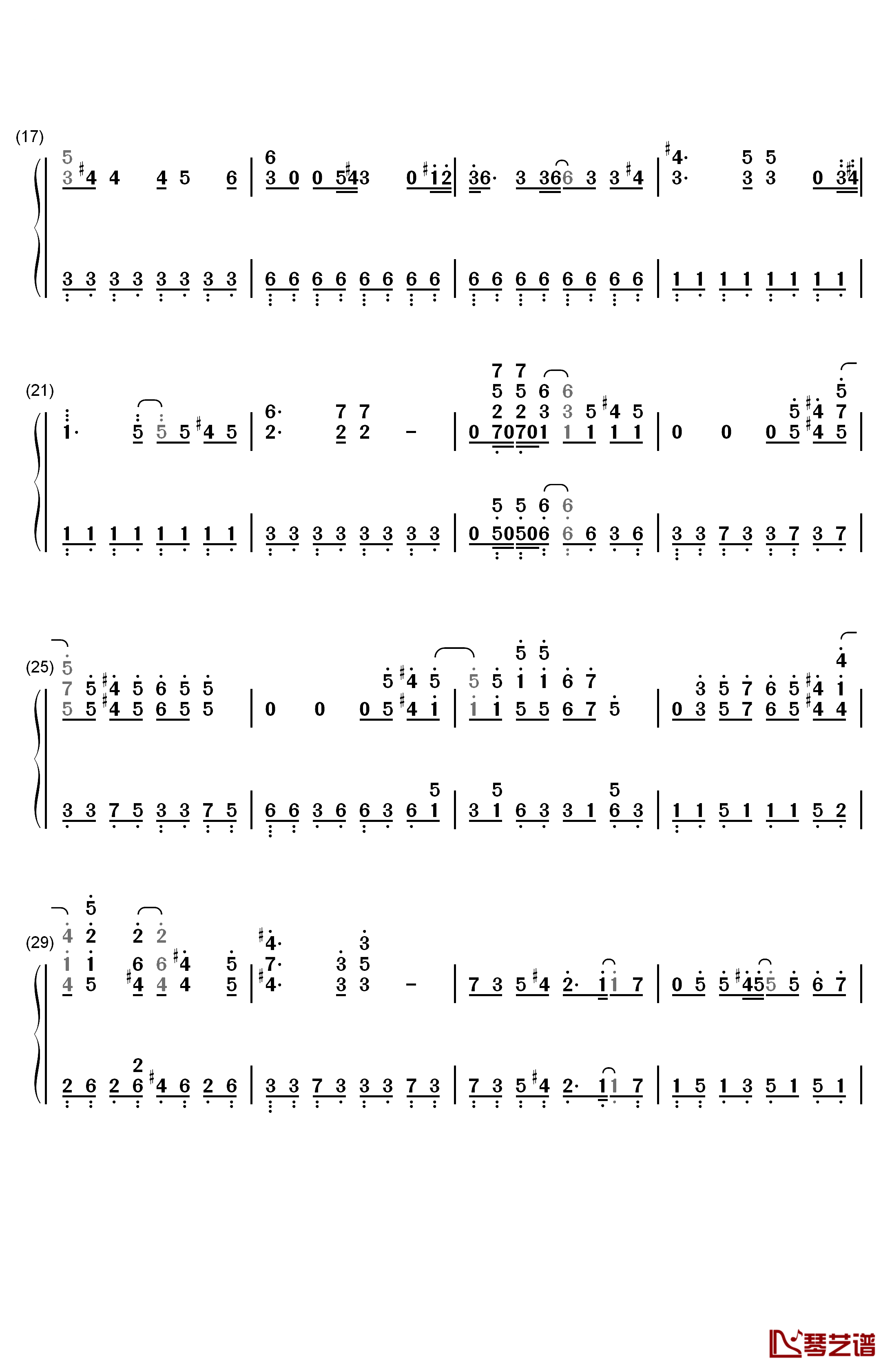 UNISONIA钢琴简谱-数字双手-TRUE2