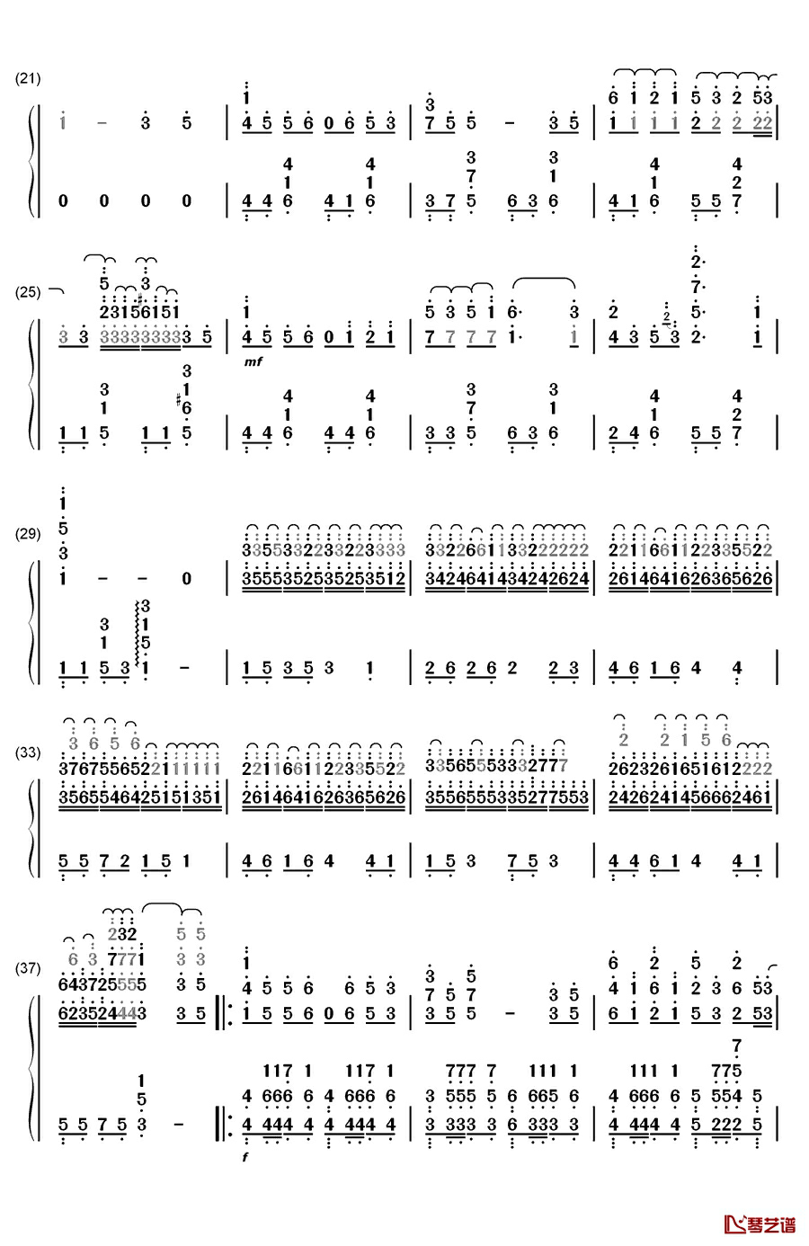 北京欢迎你钢琴简谱-数字双手-小柯2