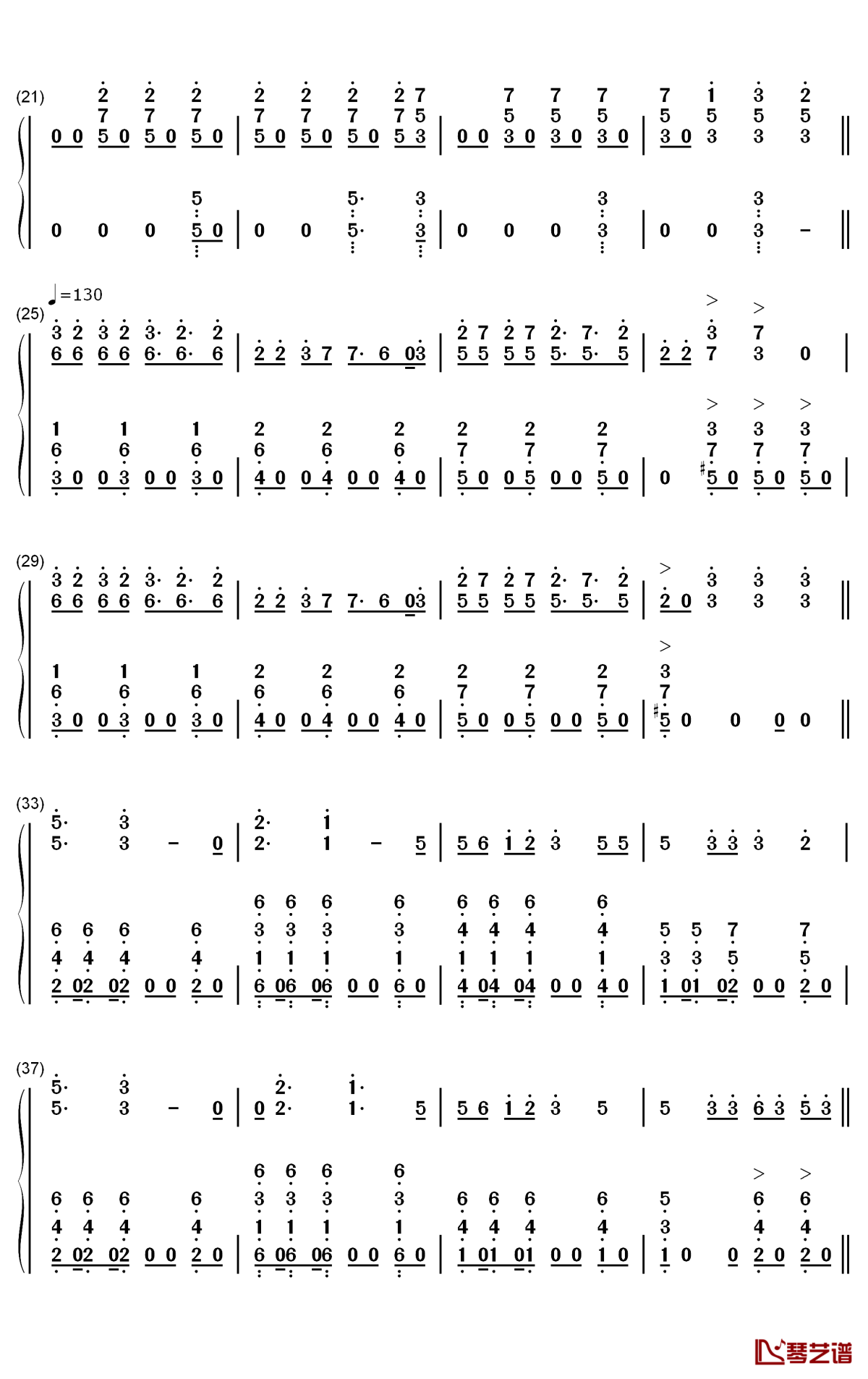 抖音最火英语歌曲串烧钢琴简谱-数字双手-Various Artists2