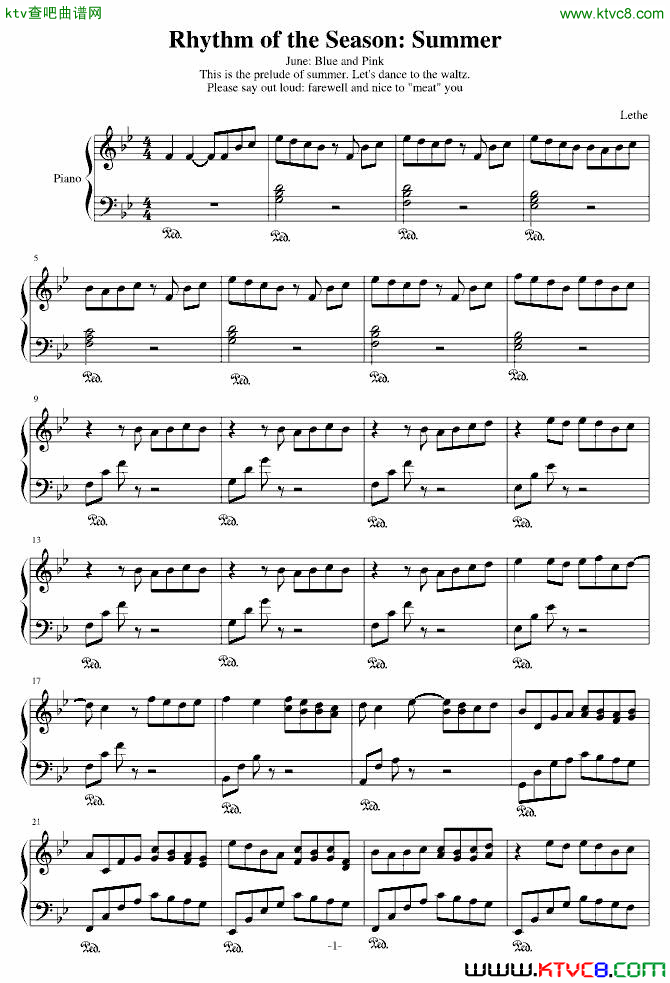 RhythmoftheSeason:Summer简谱-wojiaoyanjiajun演唱1