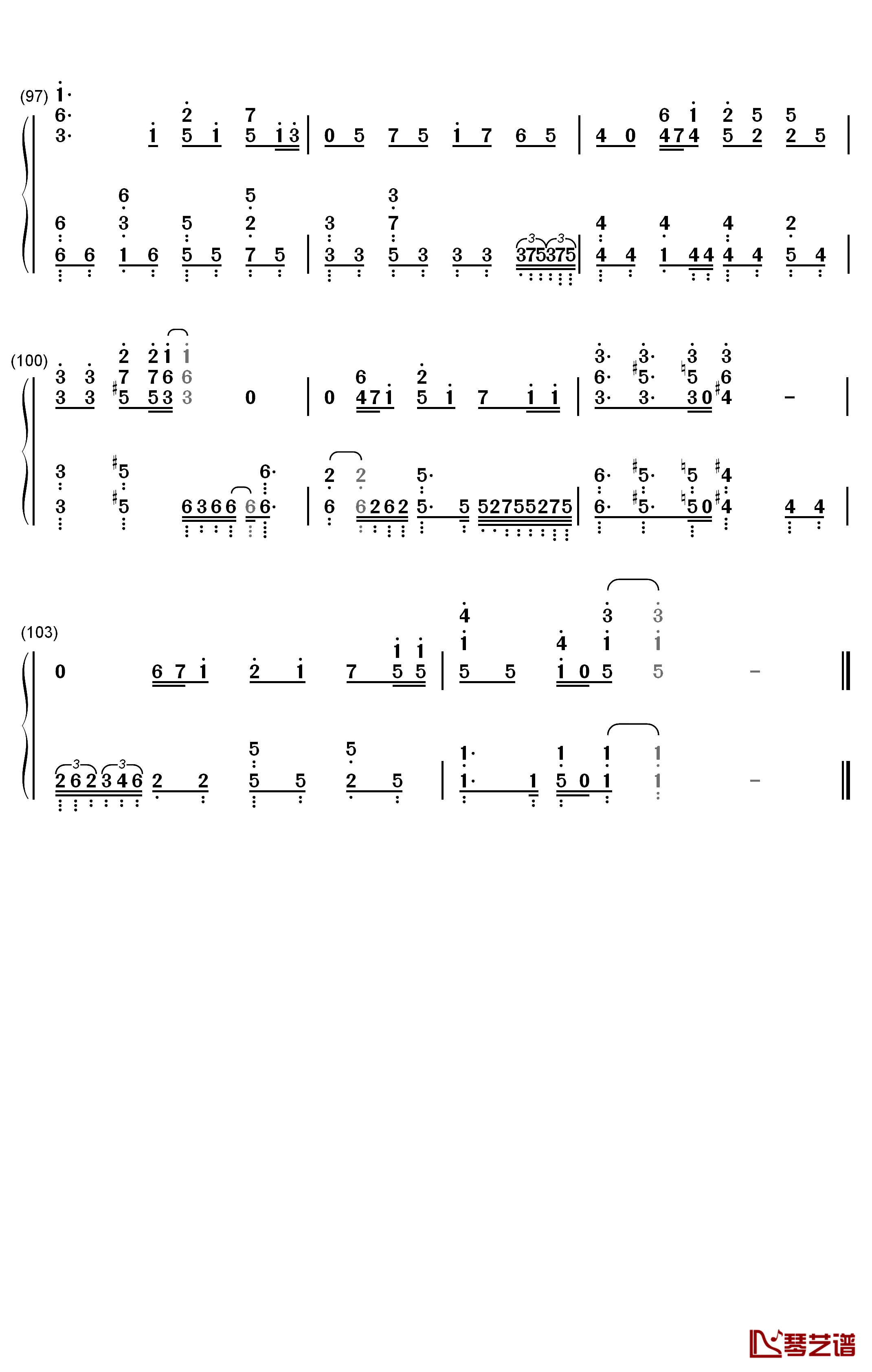 竈門炭治郎のうた钢琴简谱-数字双手-椎名豪 中川奈美6