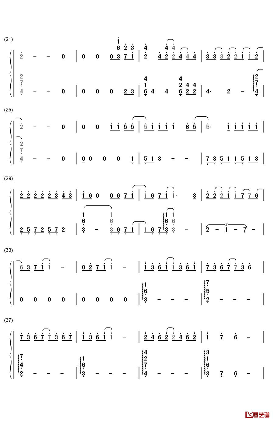 我不会喜欢你钢琴简谱-数字双手-陈柏霖2