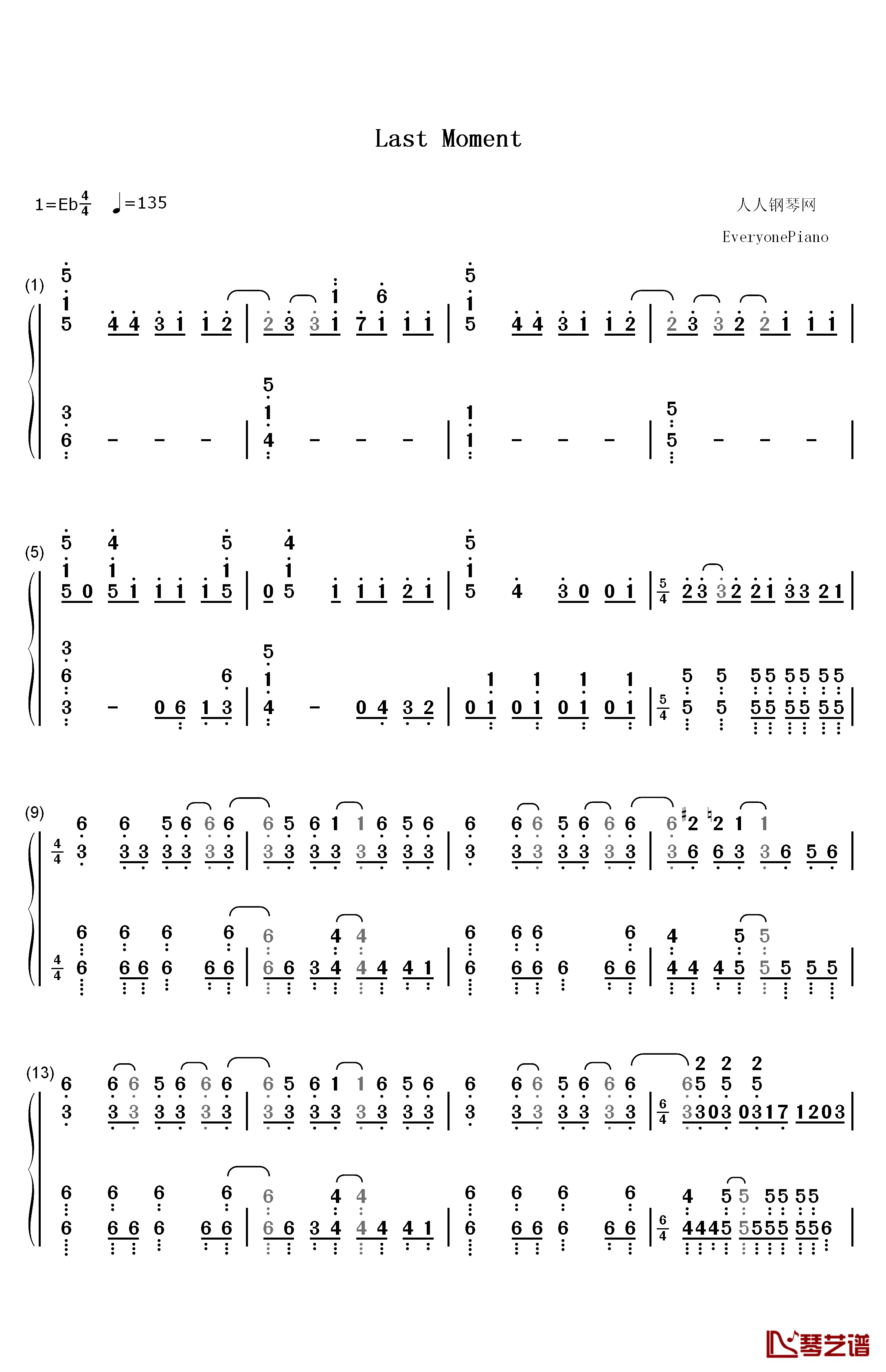 Last Moment钢琴简谱-数字双手-SPYAIR1