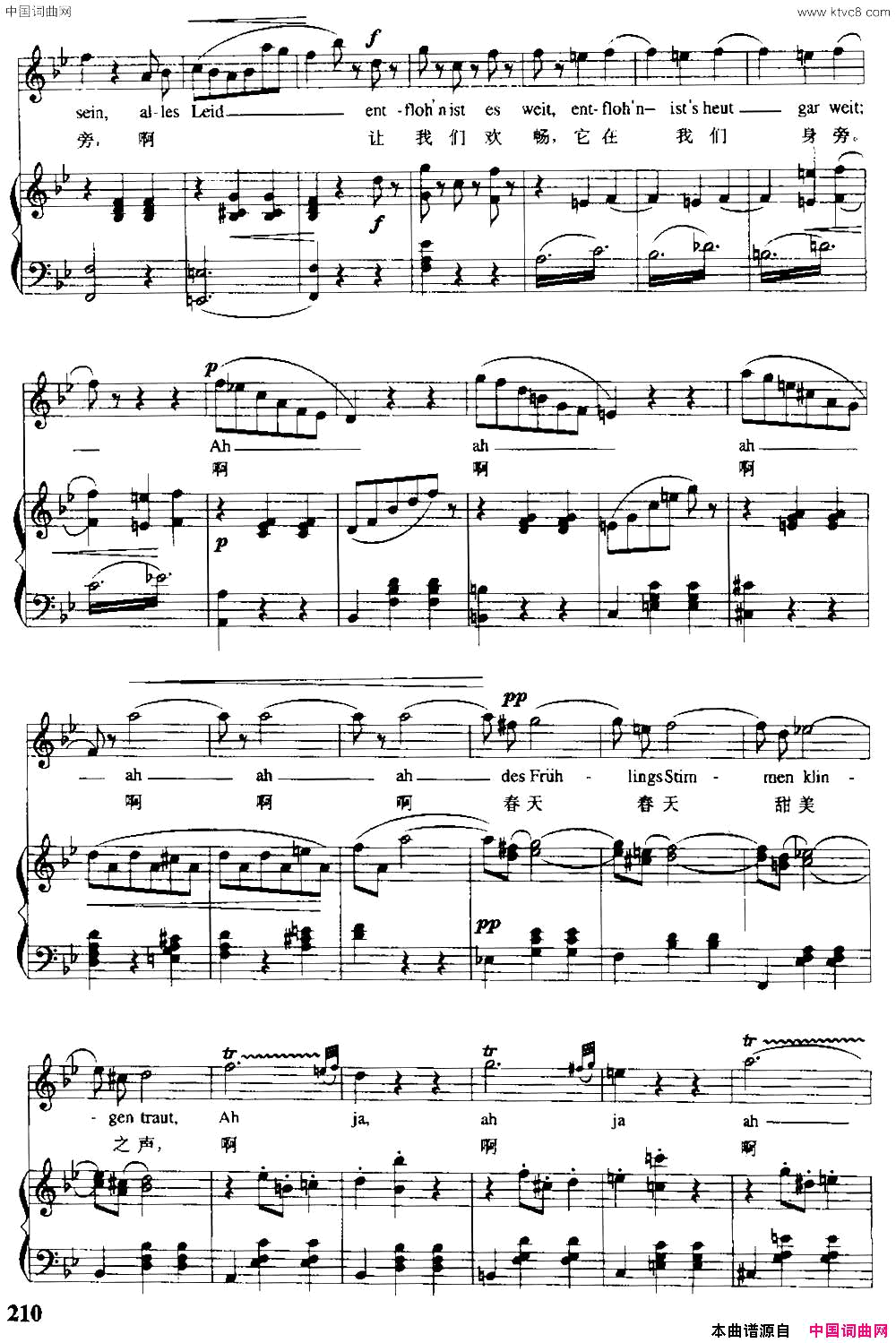 春之声圆舞曲【奥】中外文对照、正谱简谱1
