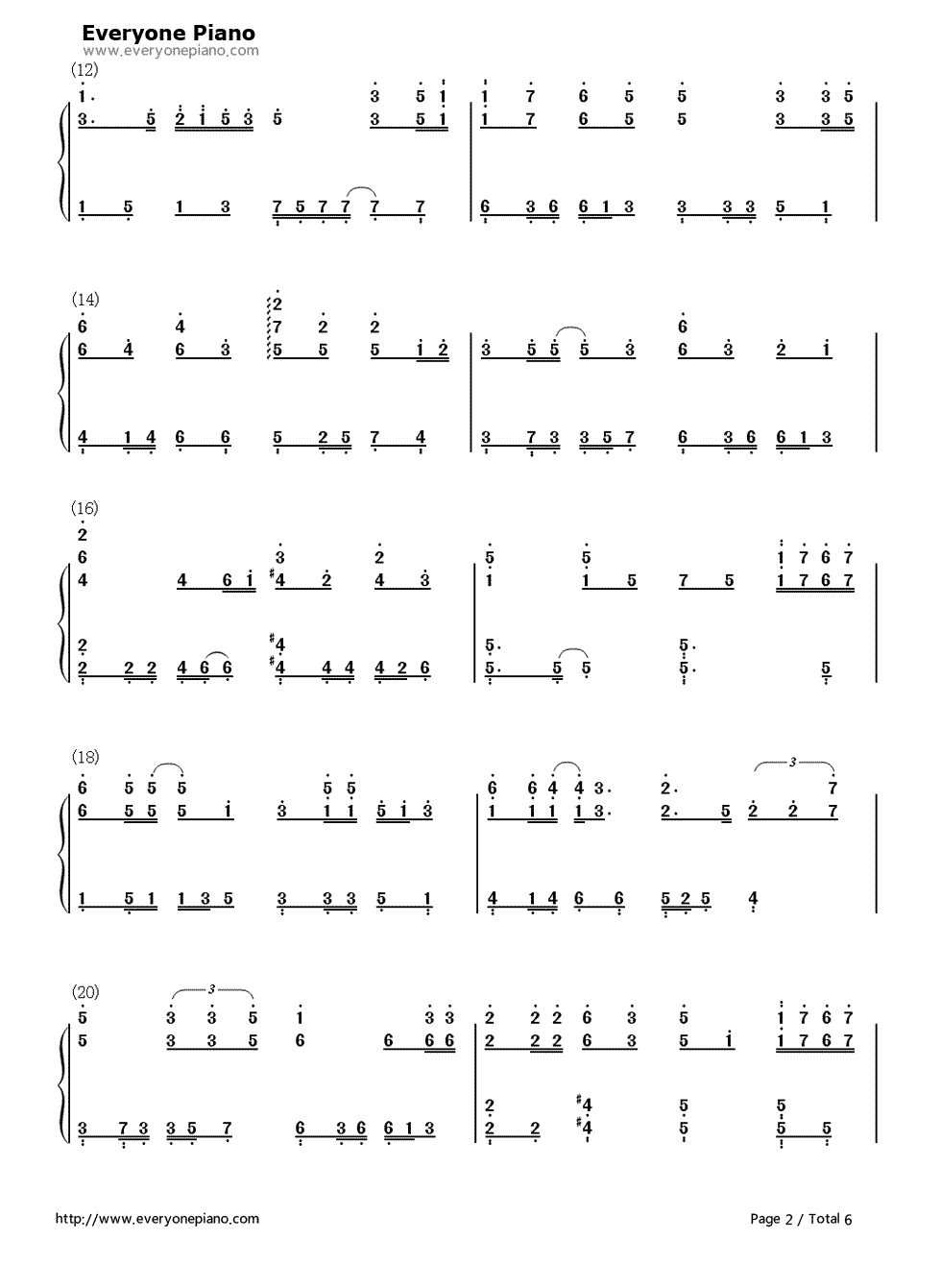 下一站天后钢琴简谱-数字双手-Twins2