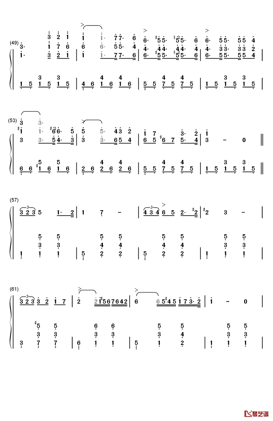 思乡钢琴简谱-数字双手-杰曼4