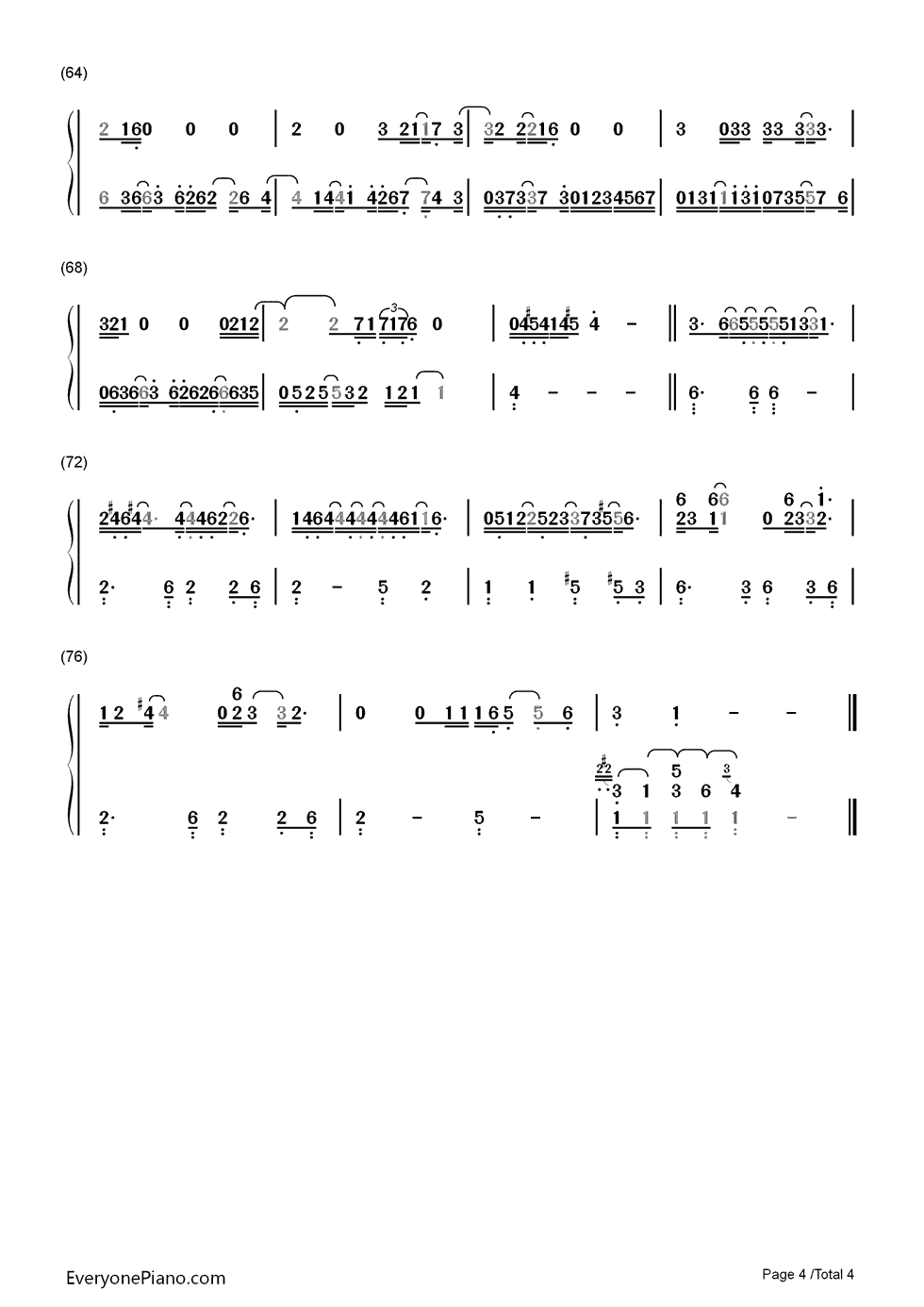 You钢琴简谱-数字双手-Ten Sharp4